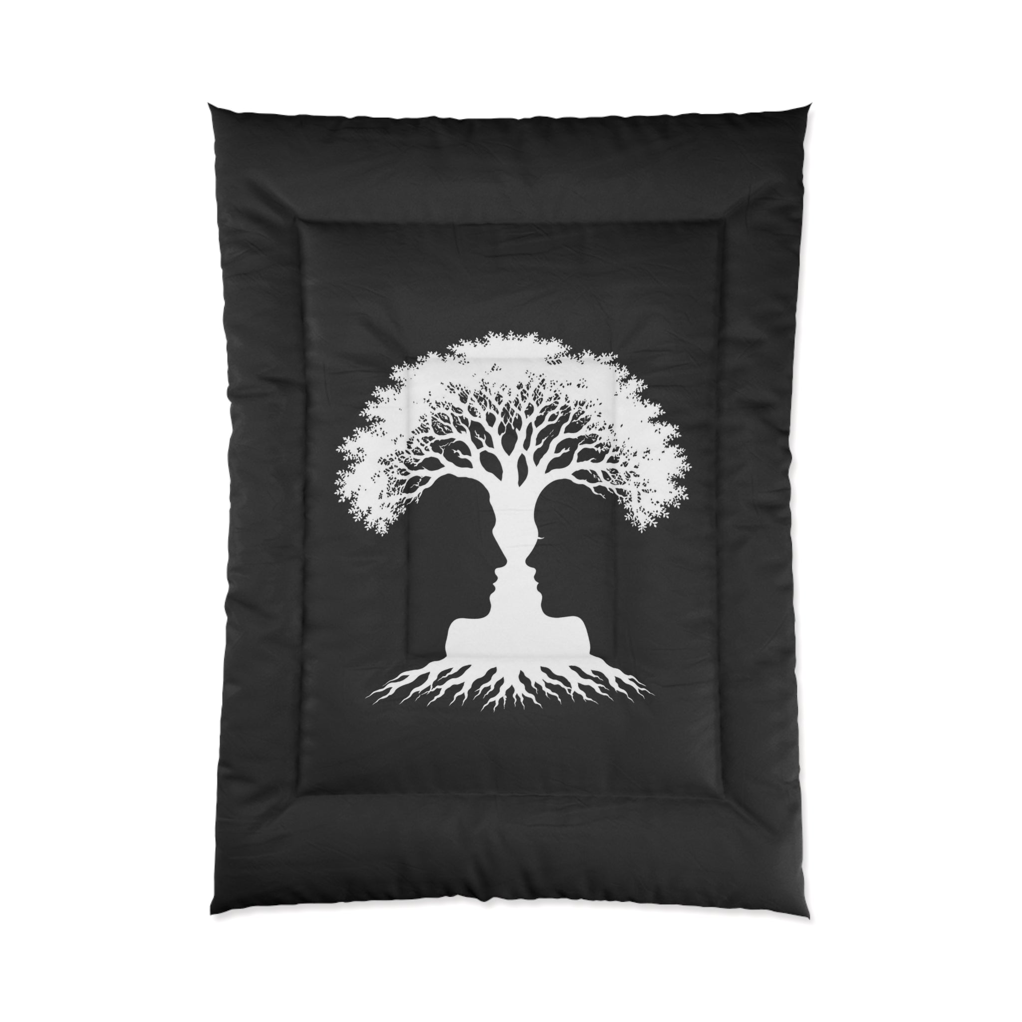 Tree of Love Comforter — Black Silhouette Couples Tree Bedding