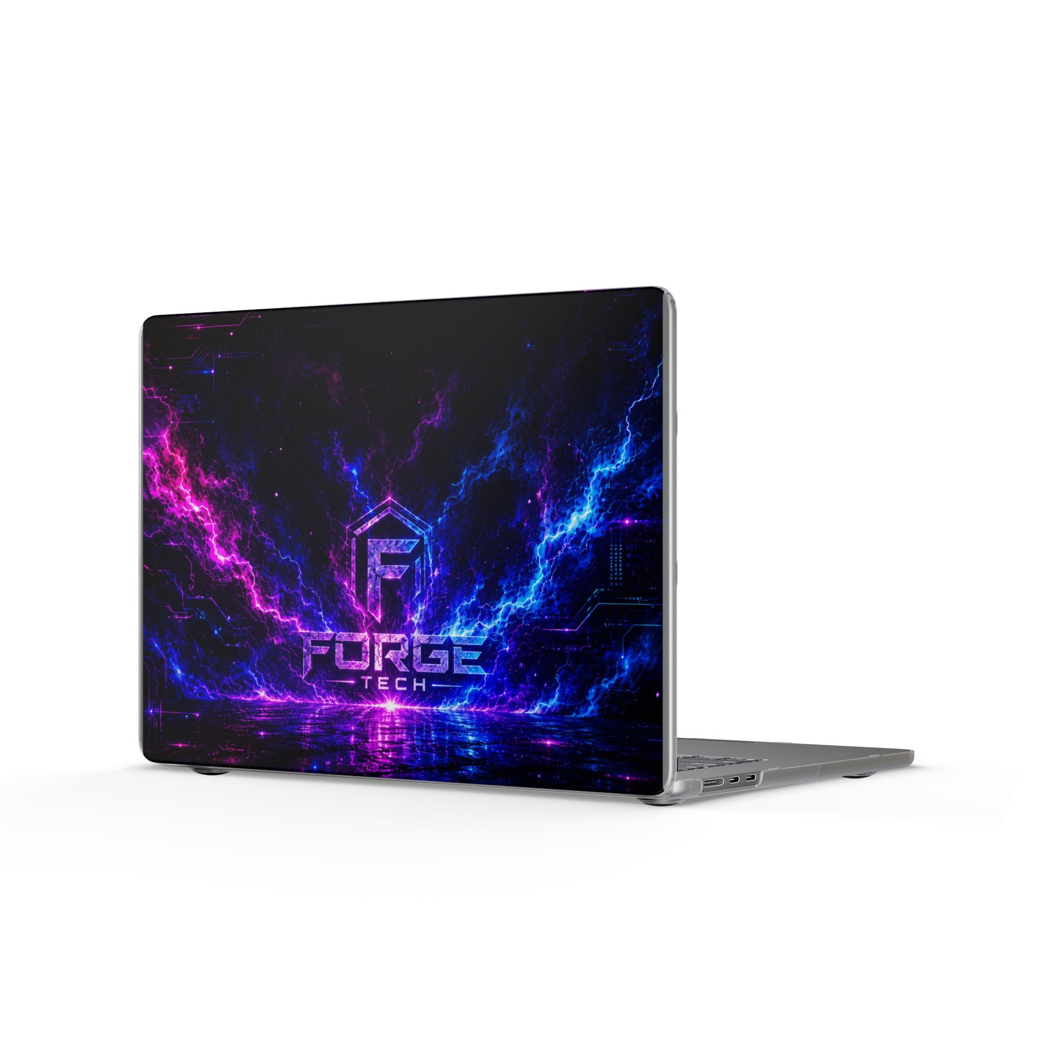 Matte MacBook Case — Neon Electric Lightning Tech Logo
