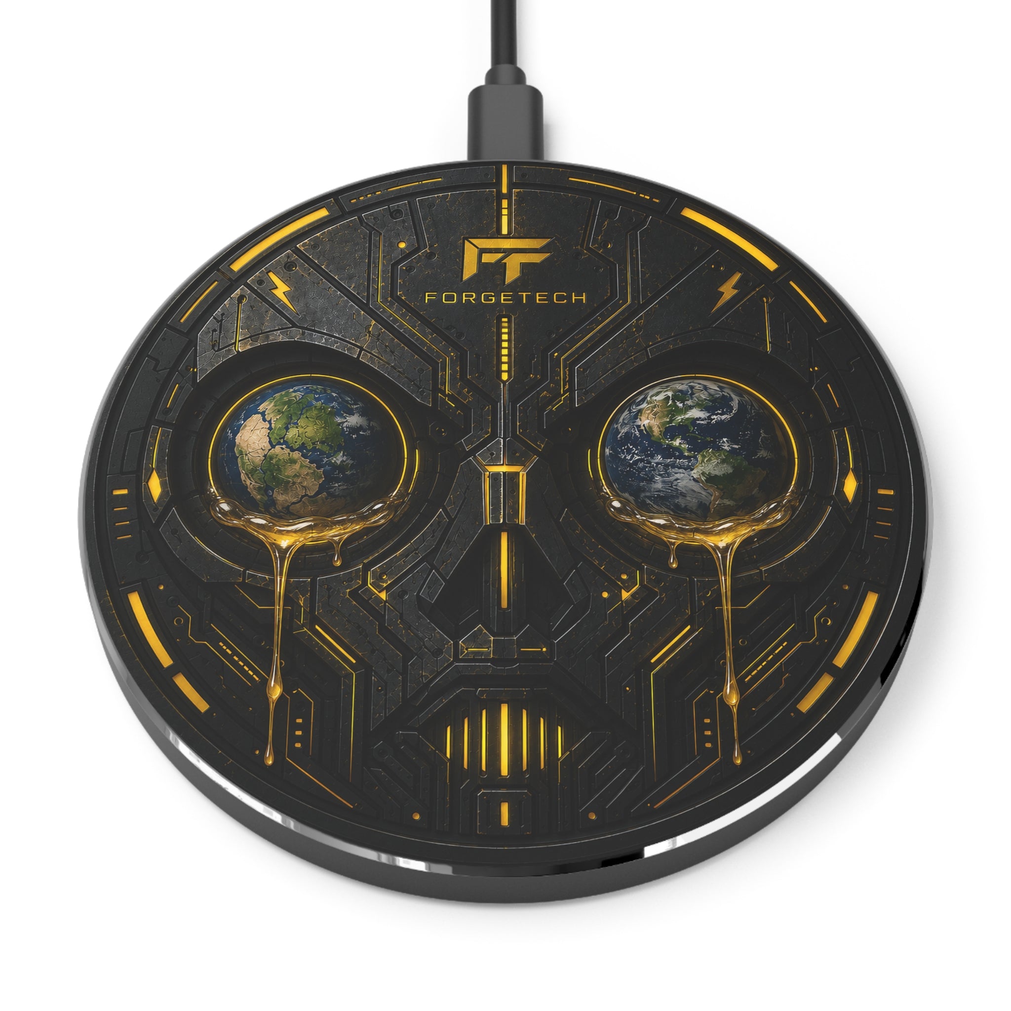 Cyber Skull Wireless Charger — Futuristic Earth Tears Phone Charger