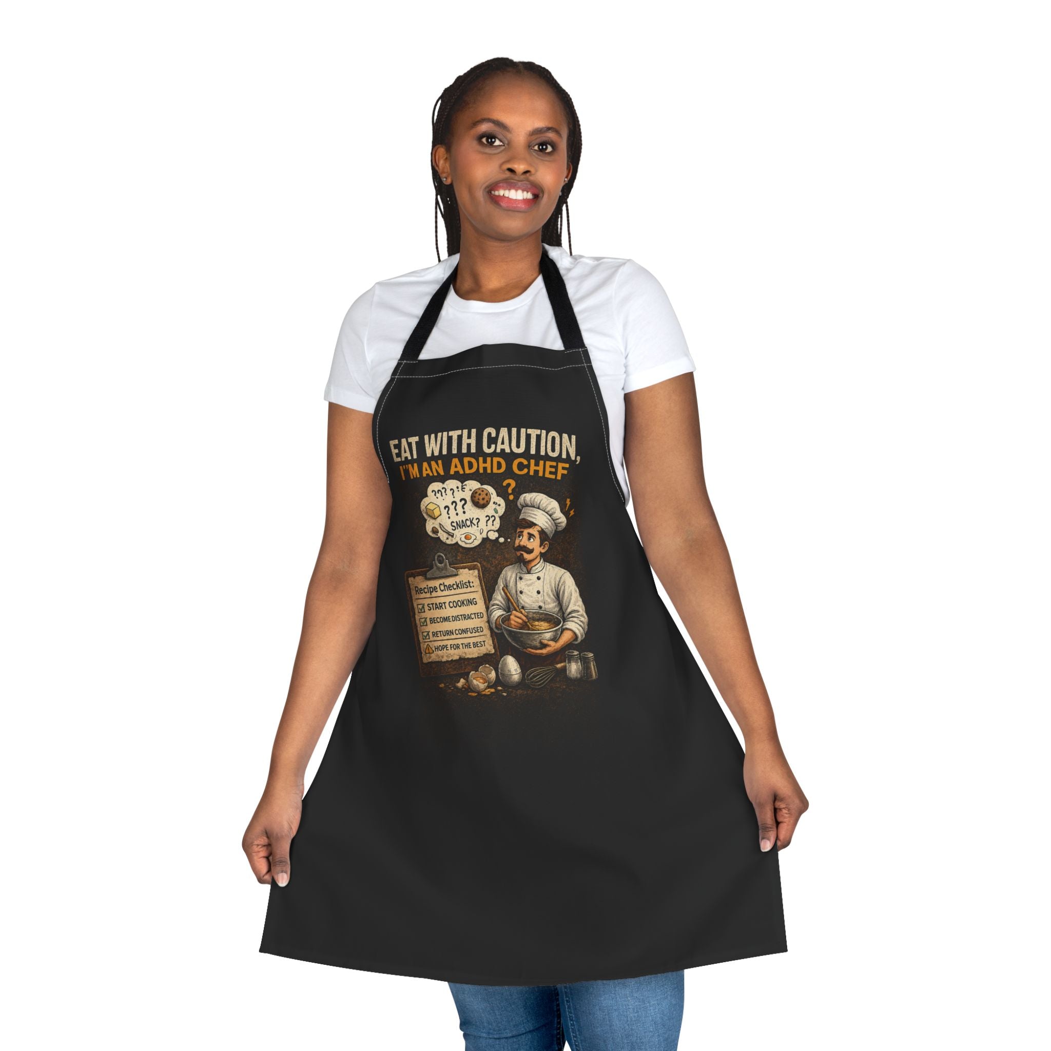 ADHD Chef Apron – "Eat With Caution, I'm an ADHD Chef" Vintage Kitchen Apron