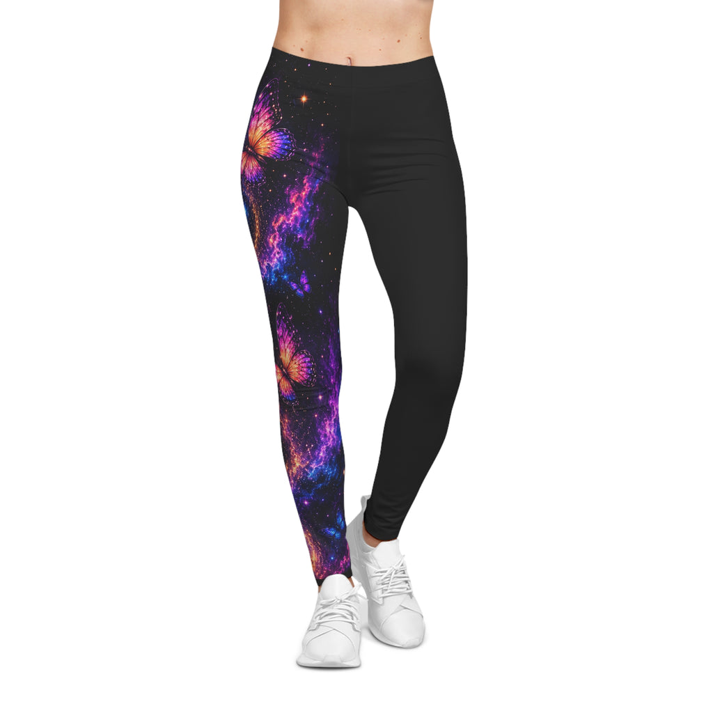 Galaxy Butterfly Leggings — Women's Cosmic Neon Floral Activewear