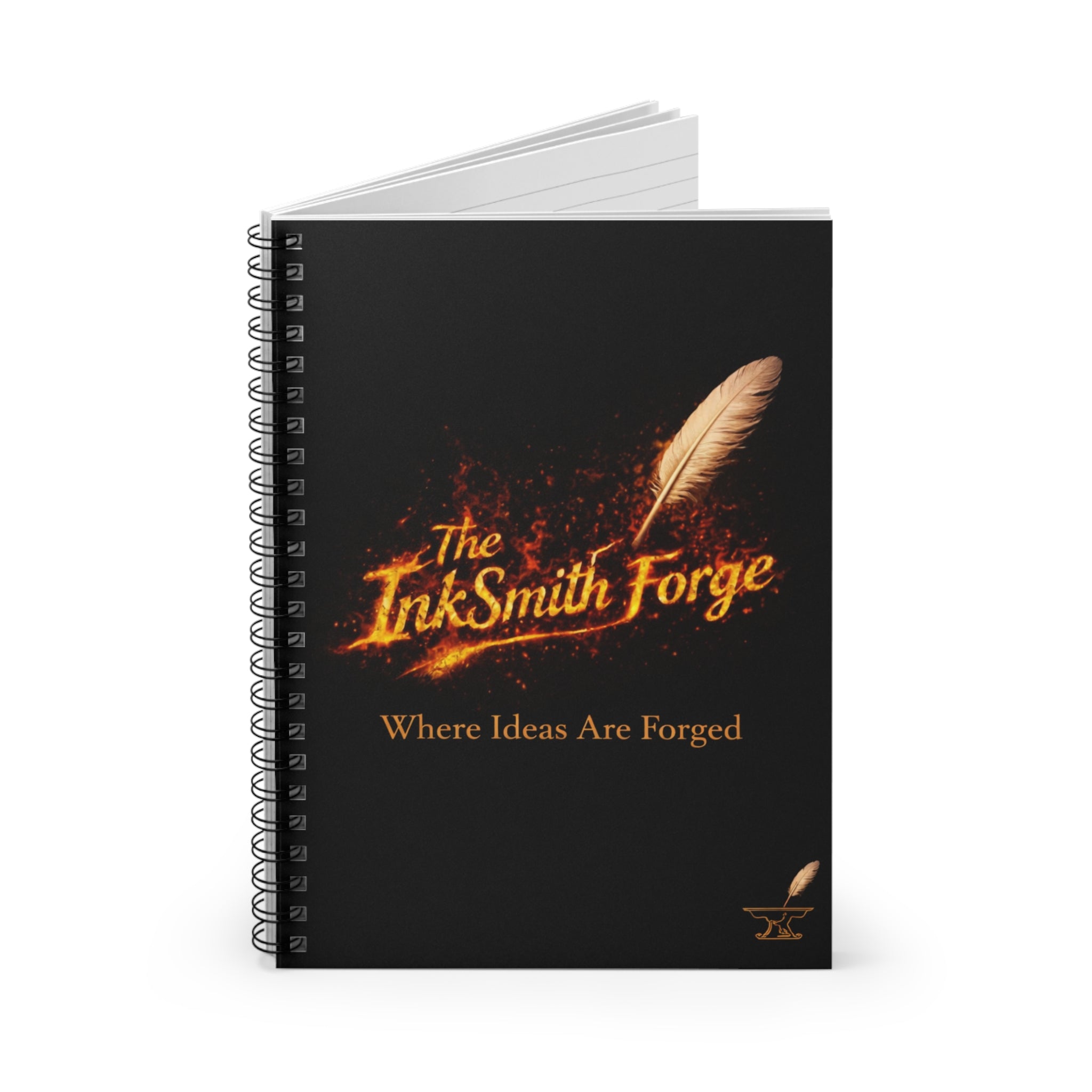 InkSmith Forge Spiral Notebook — Fiery Quill Ruled Journal for Writers & Creators