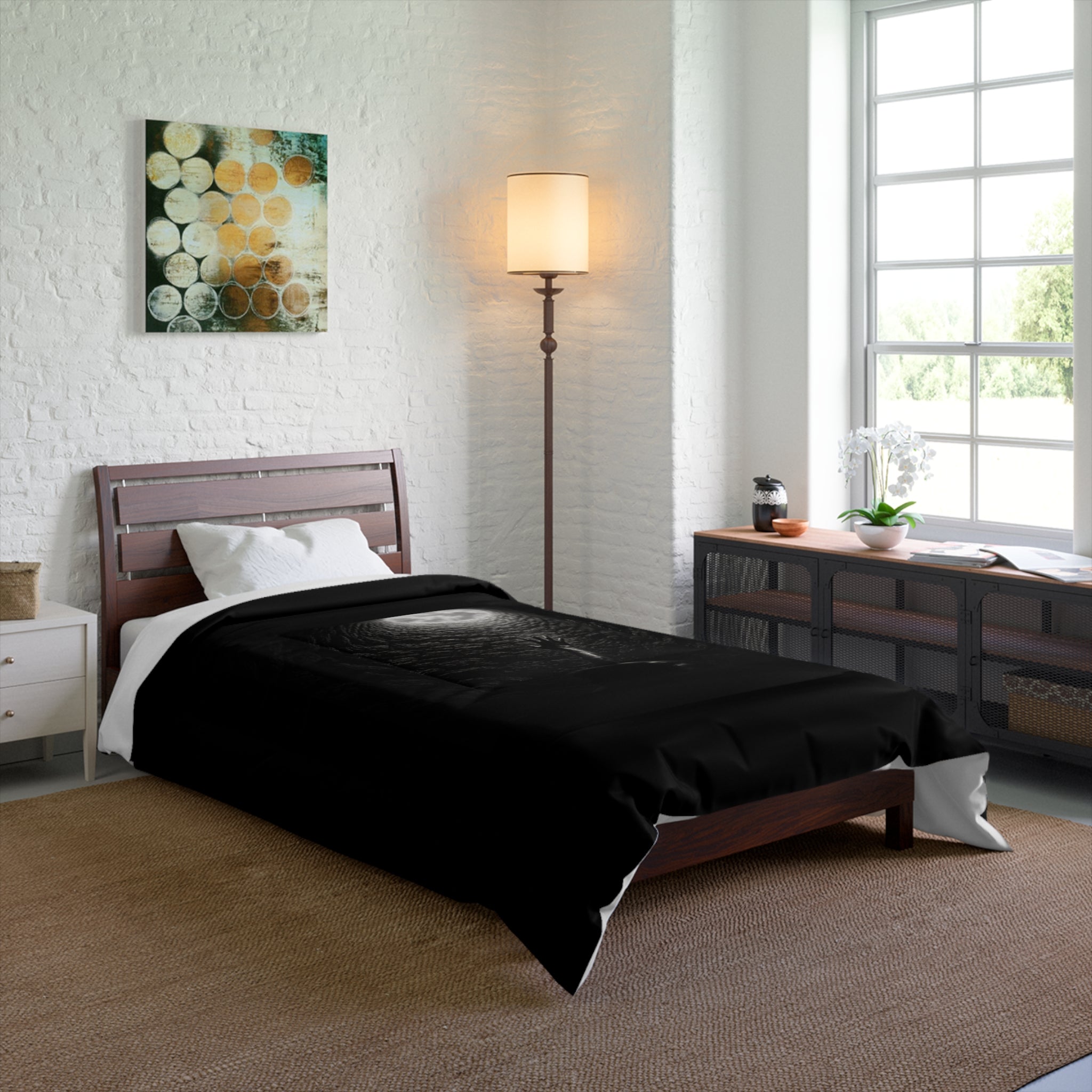 Comforter — Dark Moonwell Design: Reaching Hand Moonlight Bedding