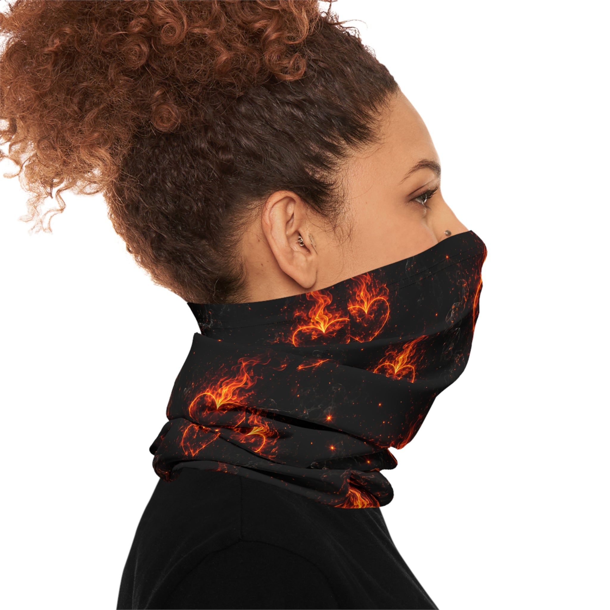 Flaming Heart Neck Gaiter - Lightweight Breathable Face Scarf