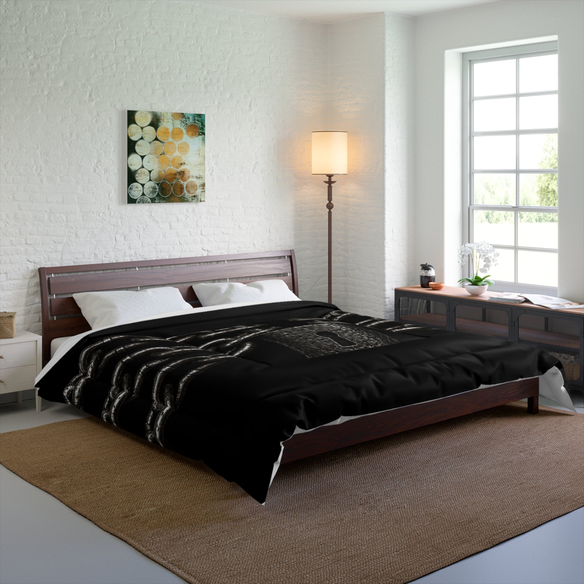 Black Padlock & Chains Comforter - Gothic Bedroom Bedding
