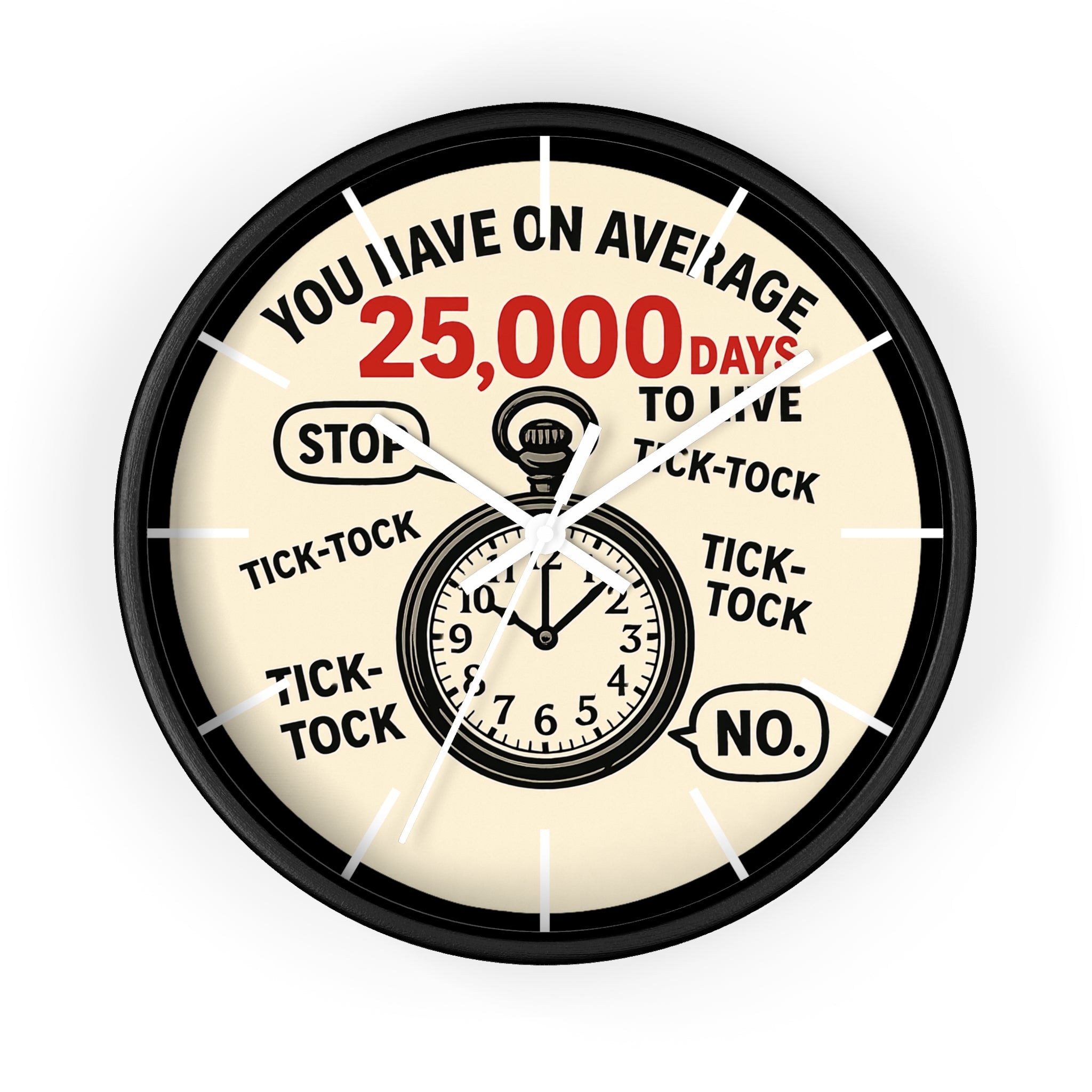 'You Have On Average 25,000 Days to Live' Vintage Pocket Watch Design - Wall Clock