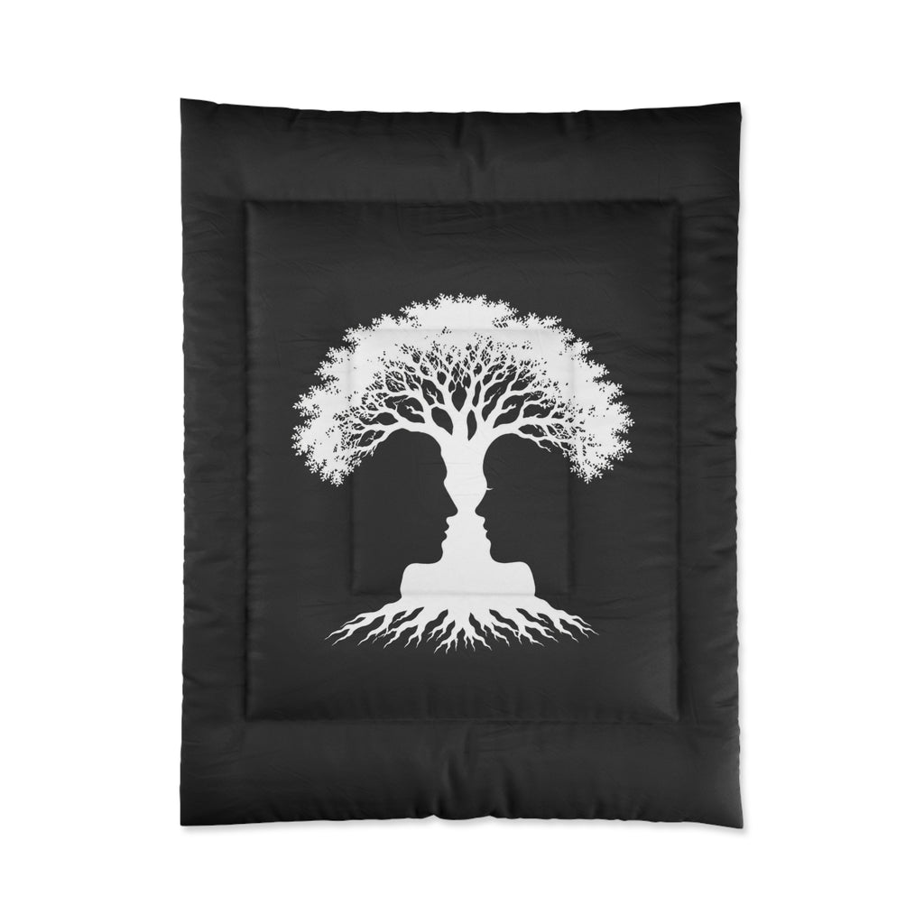 Tree of Love Comforter — Black Silhouette Couples Tree Bedding