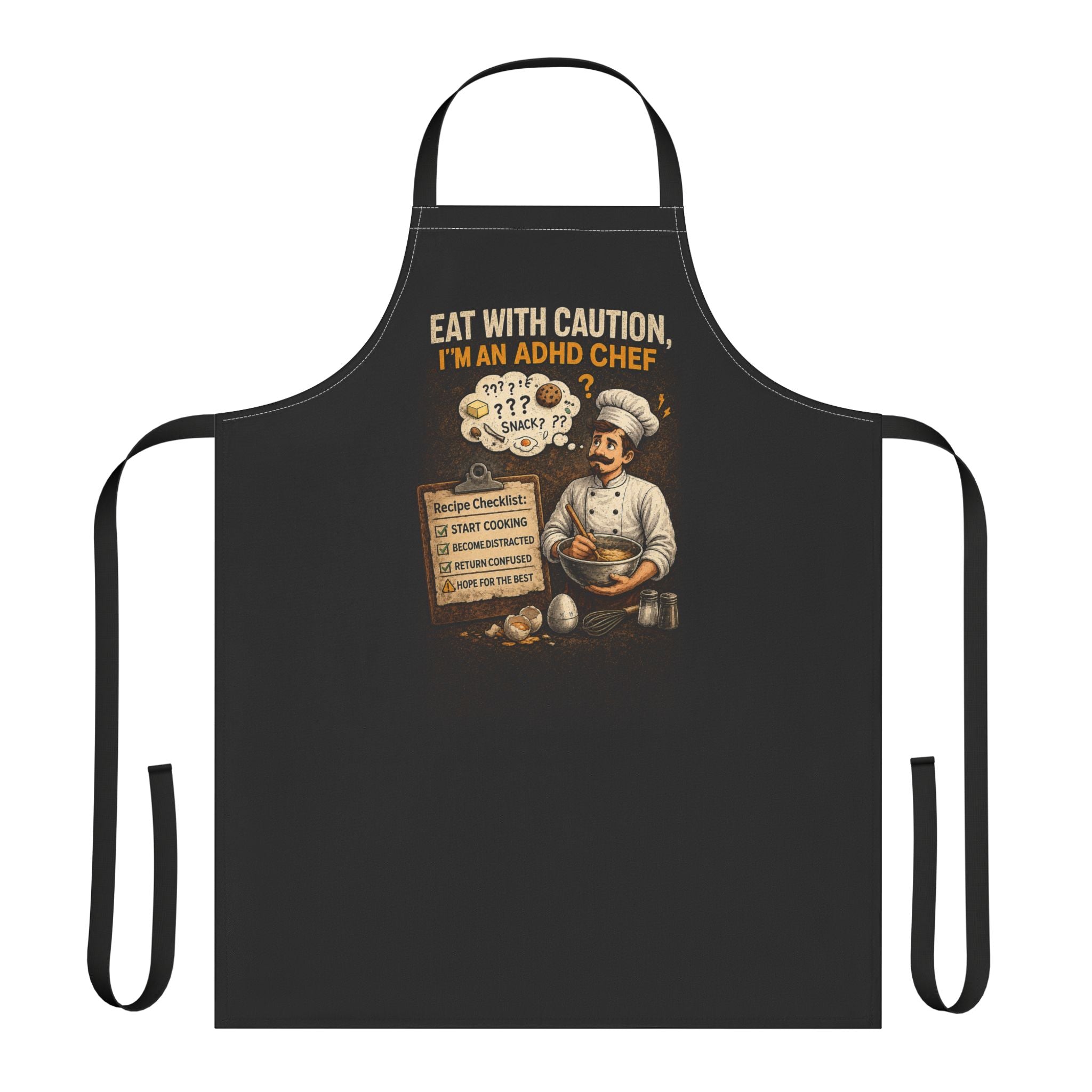 ADHD Chef Apron – "Eat With Caution, I'm an ADHD Chef" Vintage Kitchen Apron