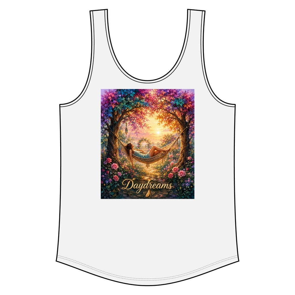 Daydreams Hammock Tank Top — Boho Sunset Relaxation Graphic Tank
