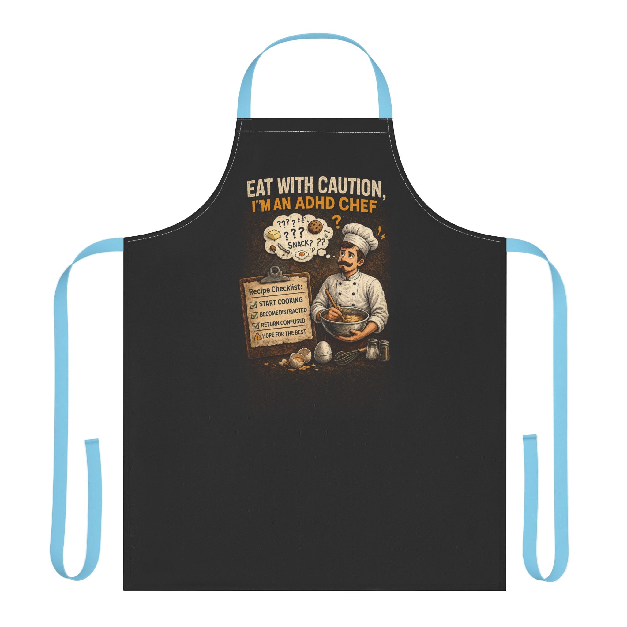 ADHD Chef Apron – "Eat With Caution, I'm an ADHD Chef" Vintage Kitchen Apron