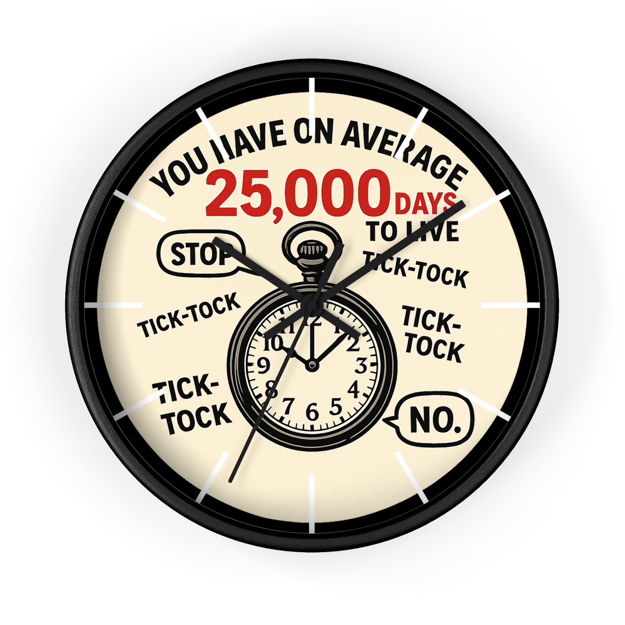 'You Have On Average 25,000 Days to Live' Vintage Pocket Watch Design - Wall Clock