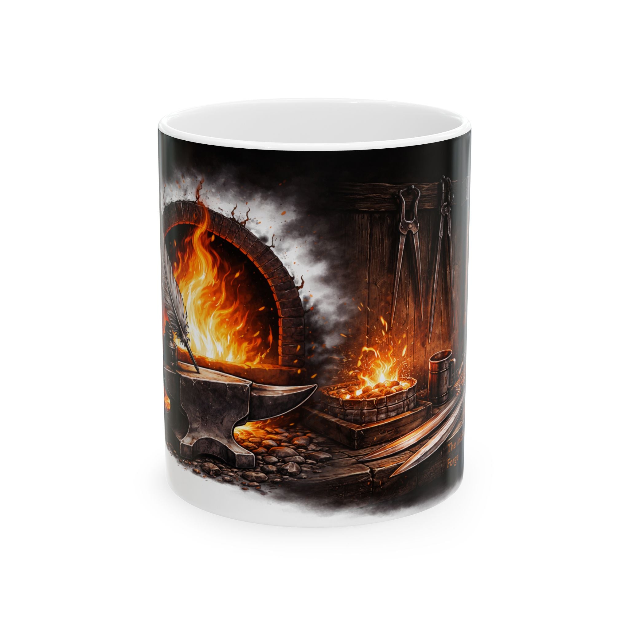 Blacksmith Forge Ceramic Mug — Fireplace Forge Art Coffee Cup (11oz/15oz)