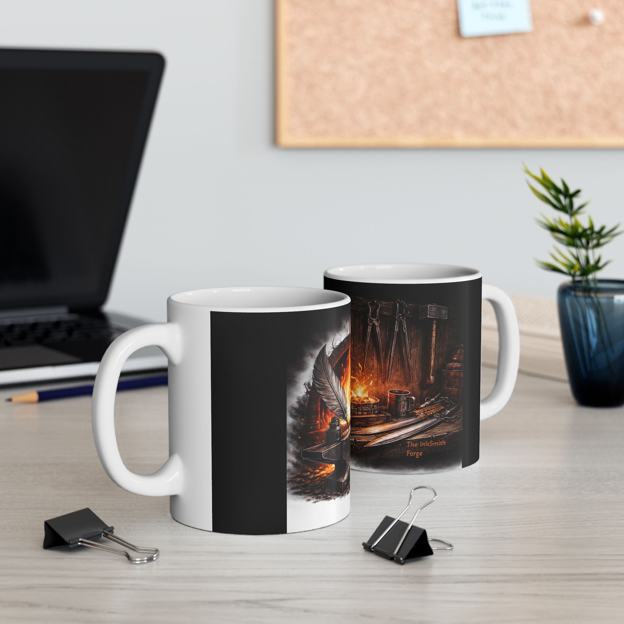 Blacksmith Forge Ceramic Mug — Fireplace Forge Art Coffee Cup (11oz/15oz)
