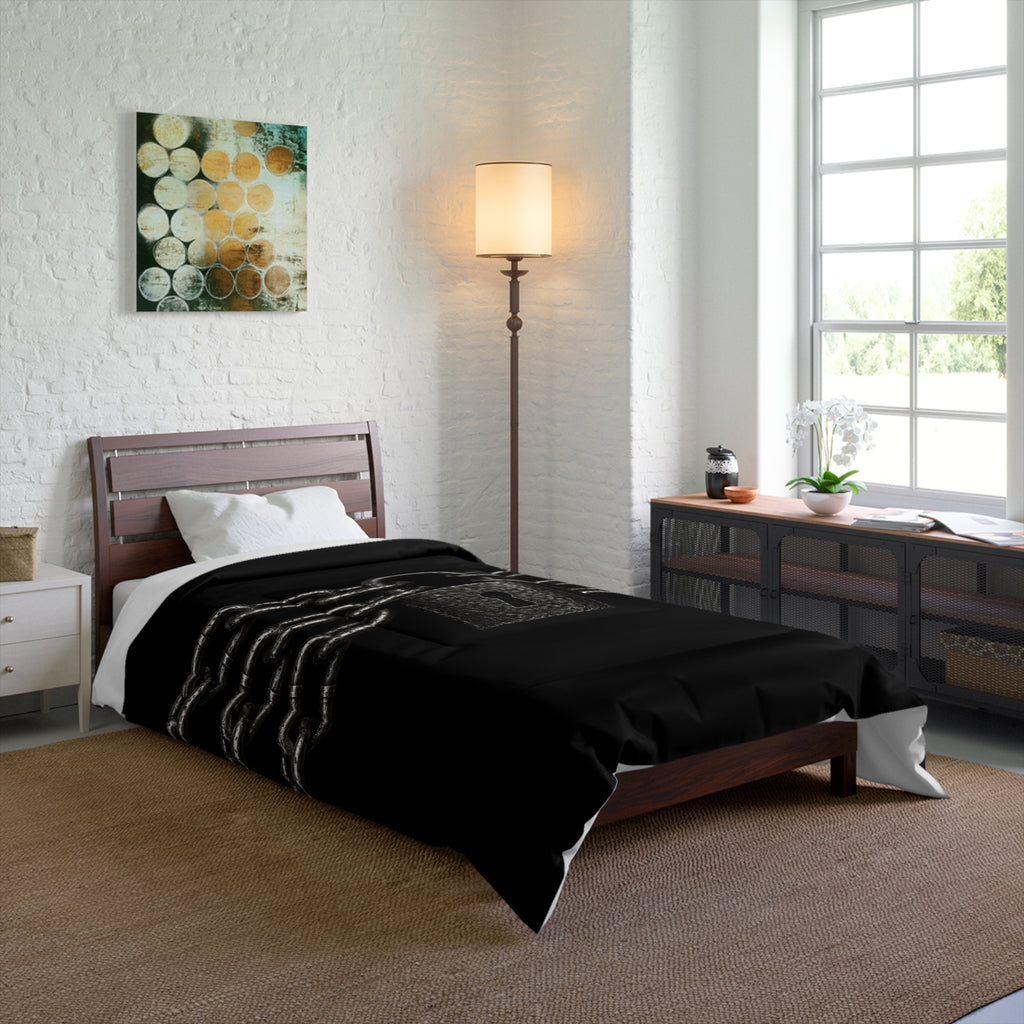 Black Padlock & Chains Comforter - Gothic Bedroom Bedding