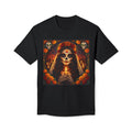 Day of the Dead Sugar Skull T-Shirt — Catrina Floral Candle Design for Halloween & Día de los Muertos