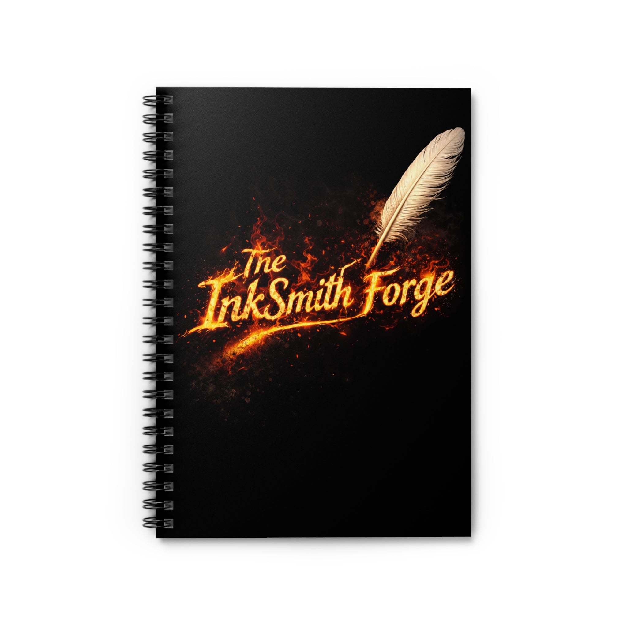 InkSmith Forge Spiral Notebook — Fiery Quill Ruled Journal for Writers & Creators