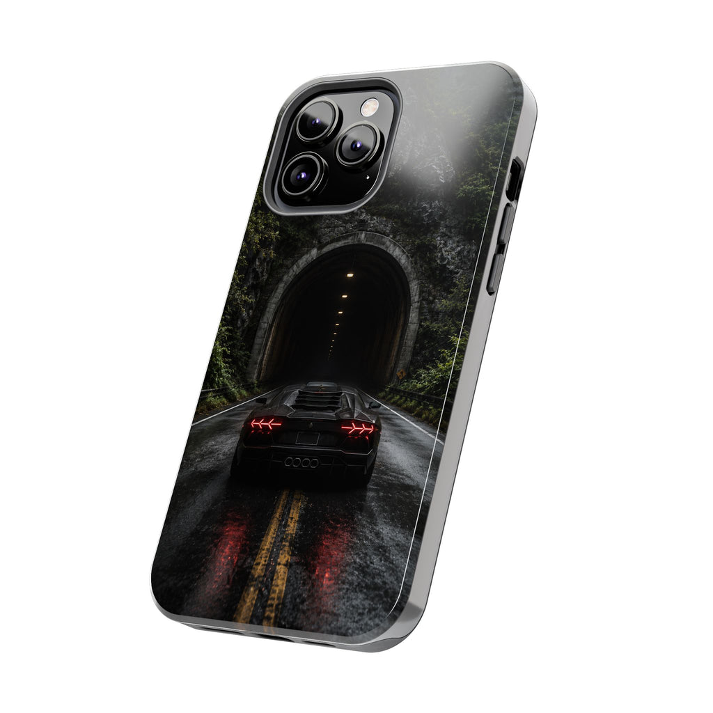 Racing Tunnel Phone Case — Dark Sports Car Rain Road Protective Case