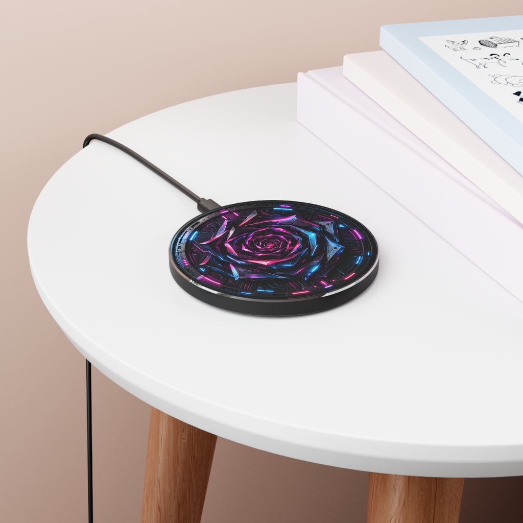 Wireless Charger — Neon Cyber Rose Qi Fast Charging Pad