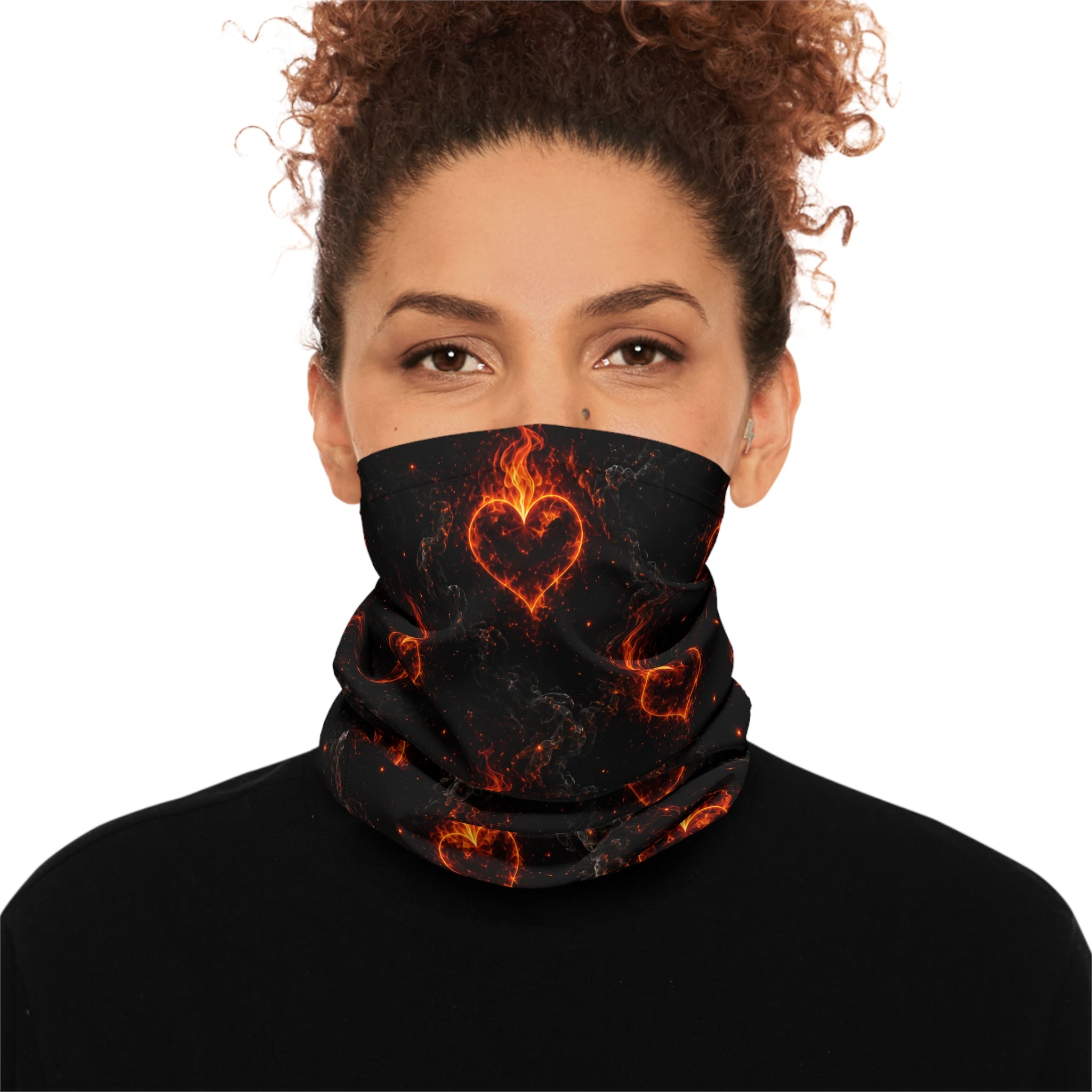 Flaming Heart Neck Gaiter - Lightweight Breathable Face Scarf