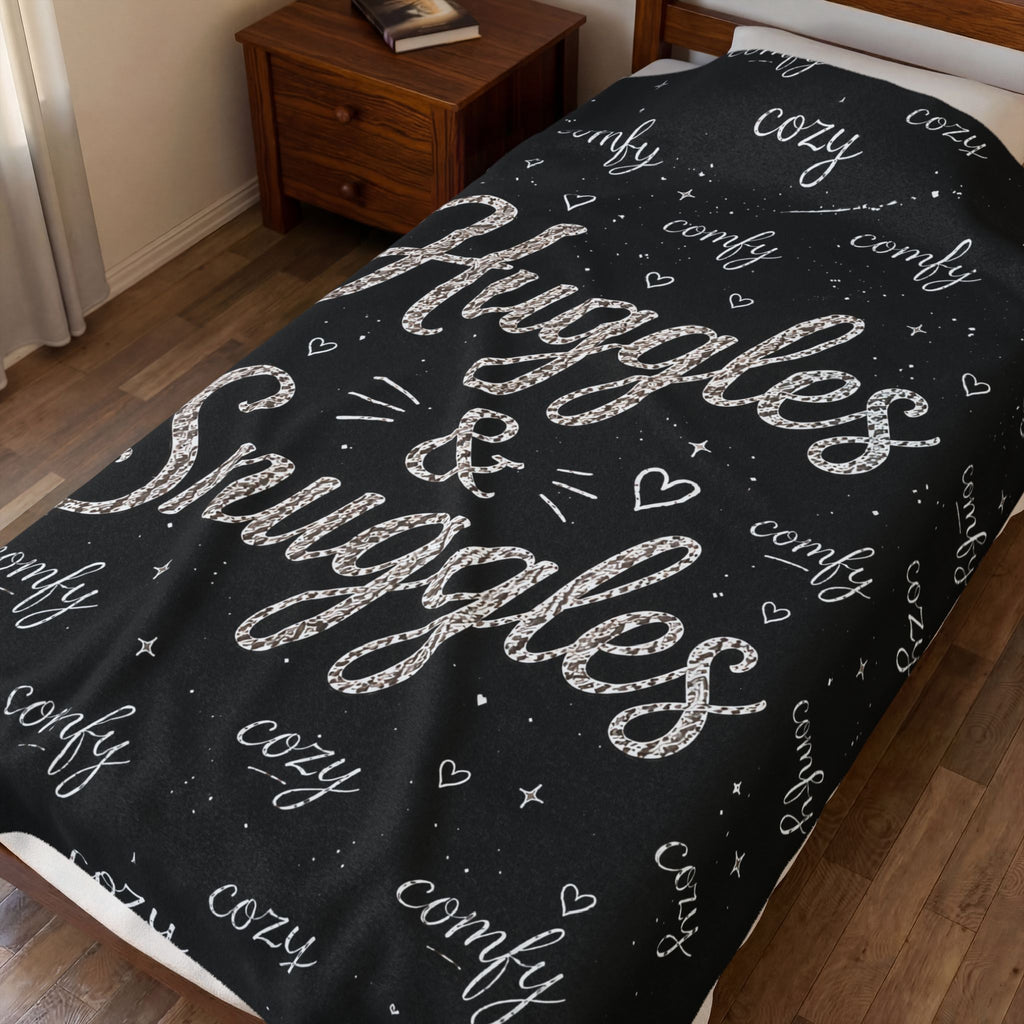 Huggles & Snuggles Velveteen Plush Blanket — Cozy Cozy Comfy Throw for Home, Gifts & Winter