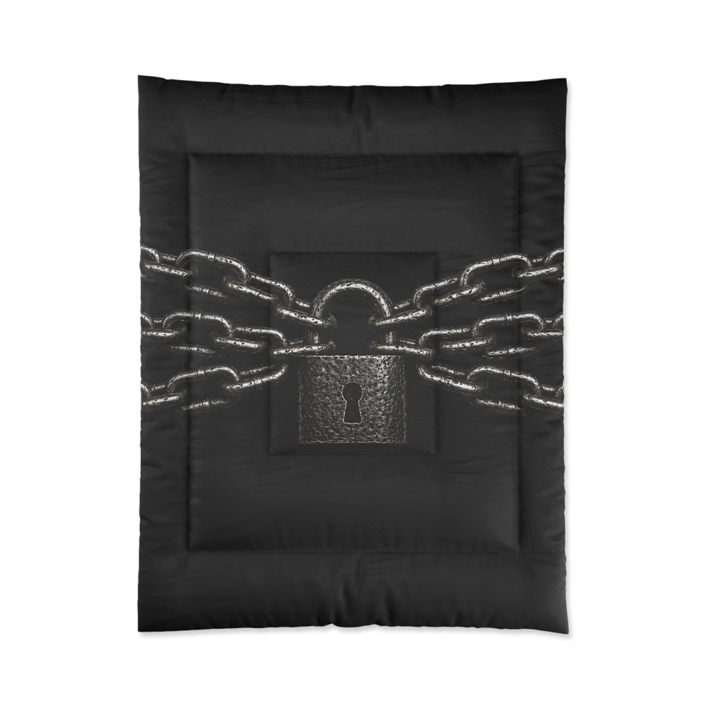 Black Padlock & Chains Comforter - Gothic Bedroom Bedding