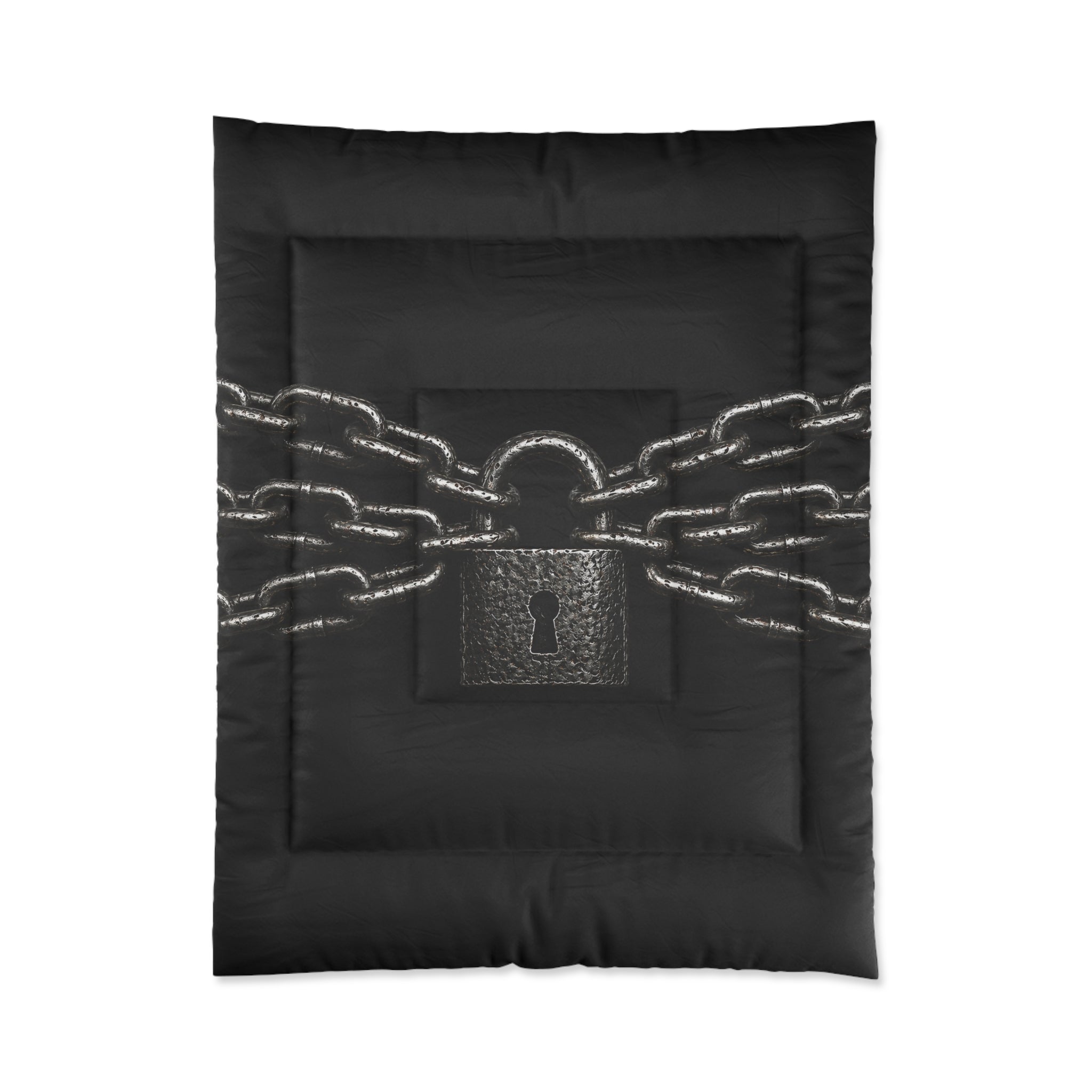 Black Padlock & Chains Comforter - Gothic Bedroom Bedding