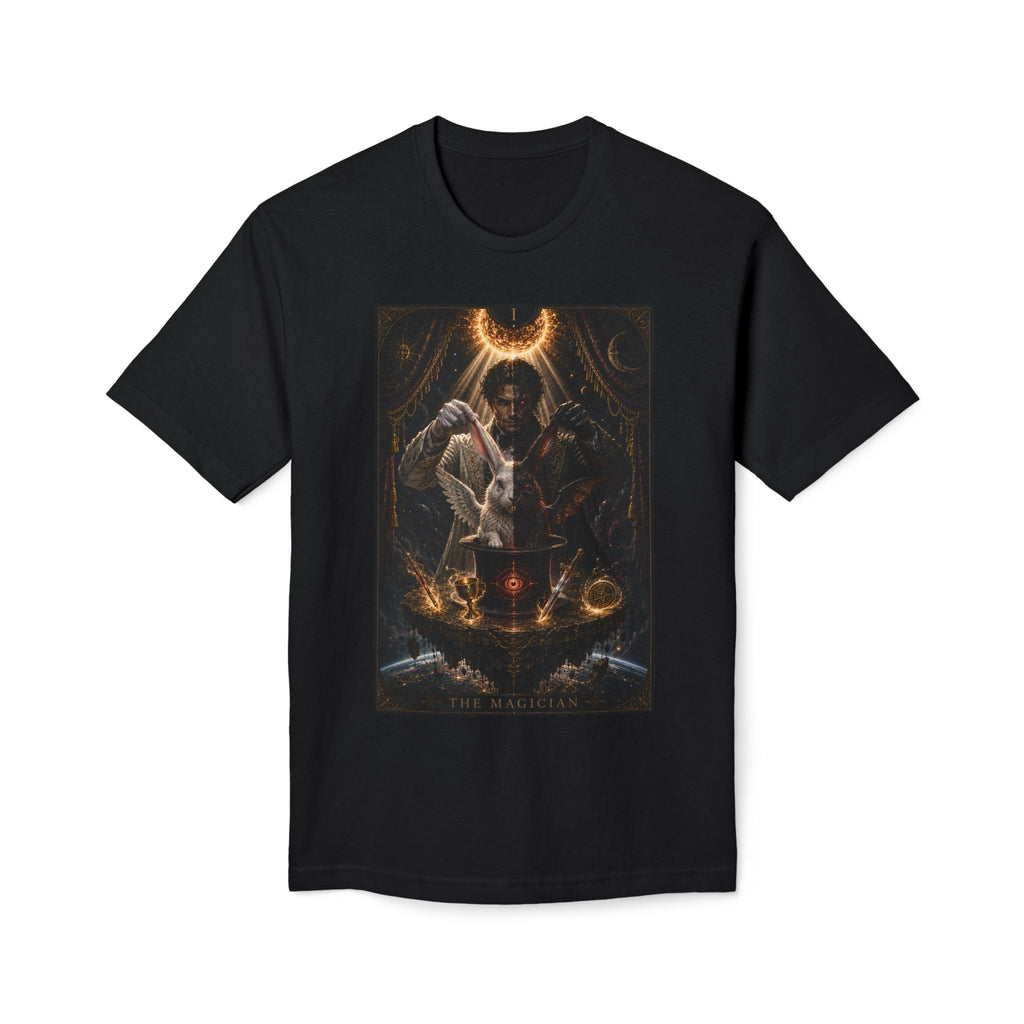Magician Tarot Art T-Shirt — Mystic Moon & Ritual Scene Graphic Tee