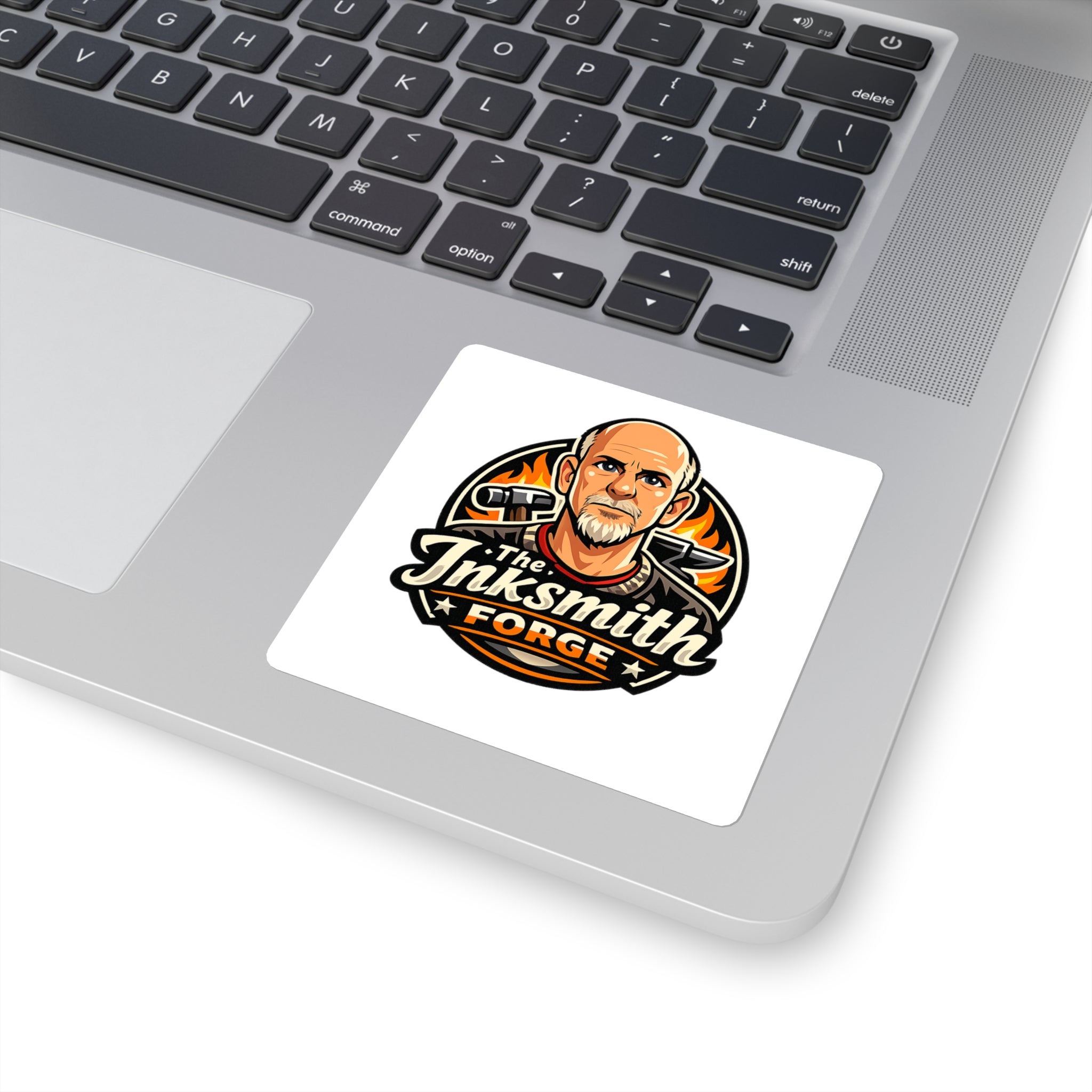 Inksmith Forge Square Sticker — Vintage Tattoo Artist Logo Sticker
