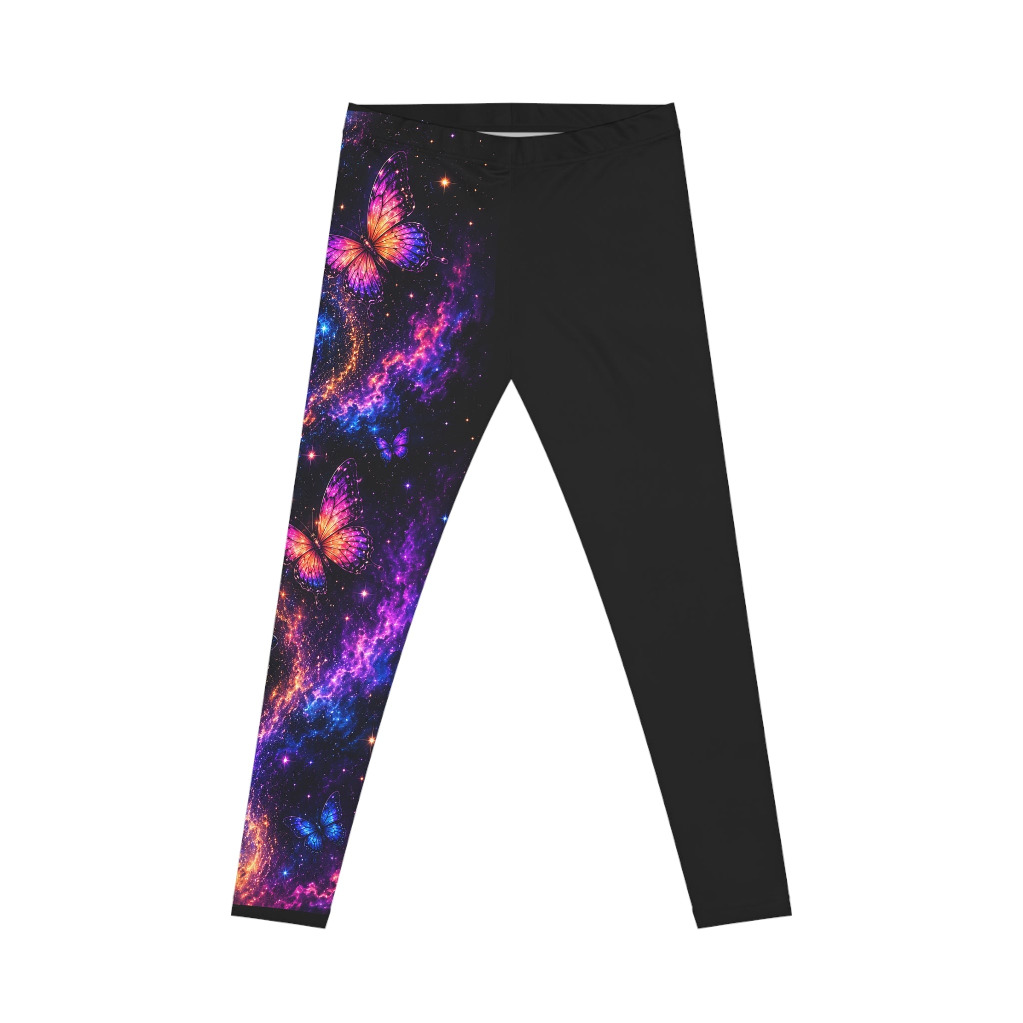 Galaxy Butterfly Leggings — Women's Cosmic Neon Floral Activewear