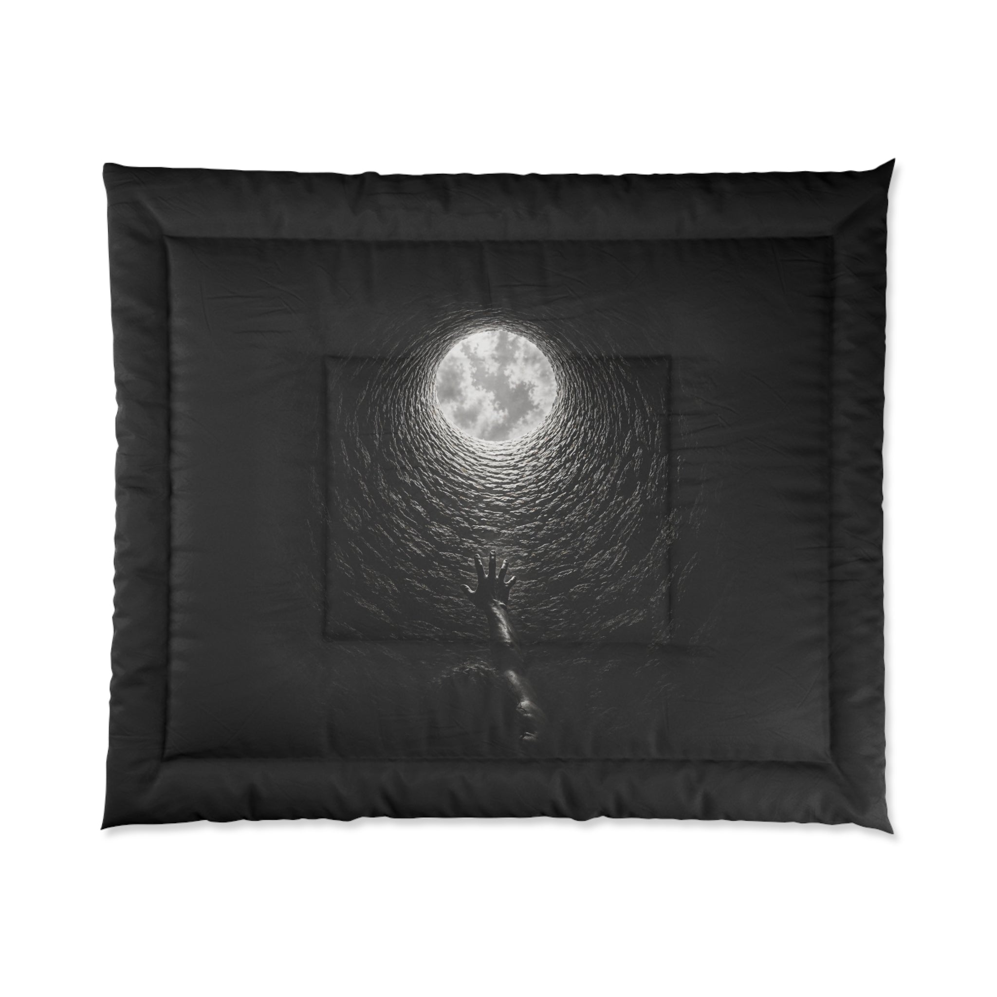 Comforter — Dark Moonwell Design: Reaching Hand Moonlight Bedding
