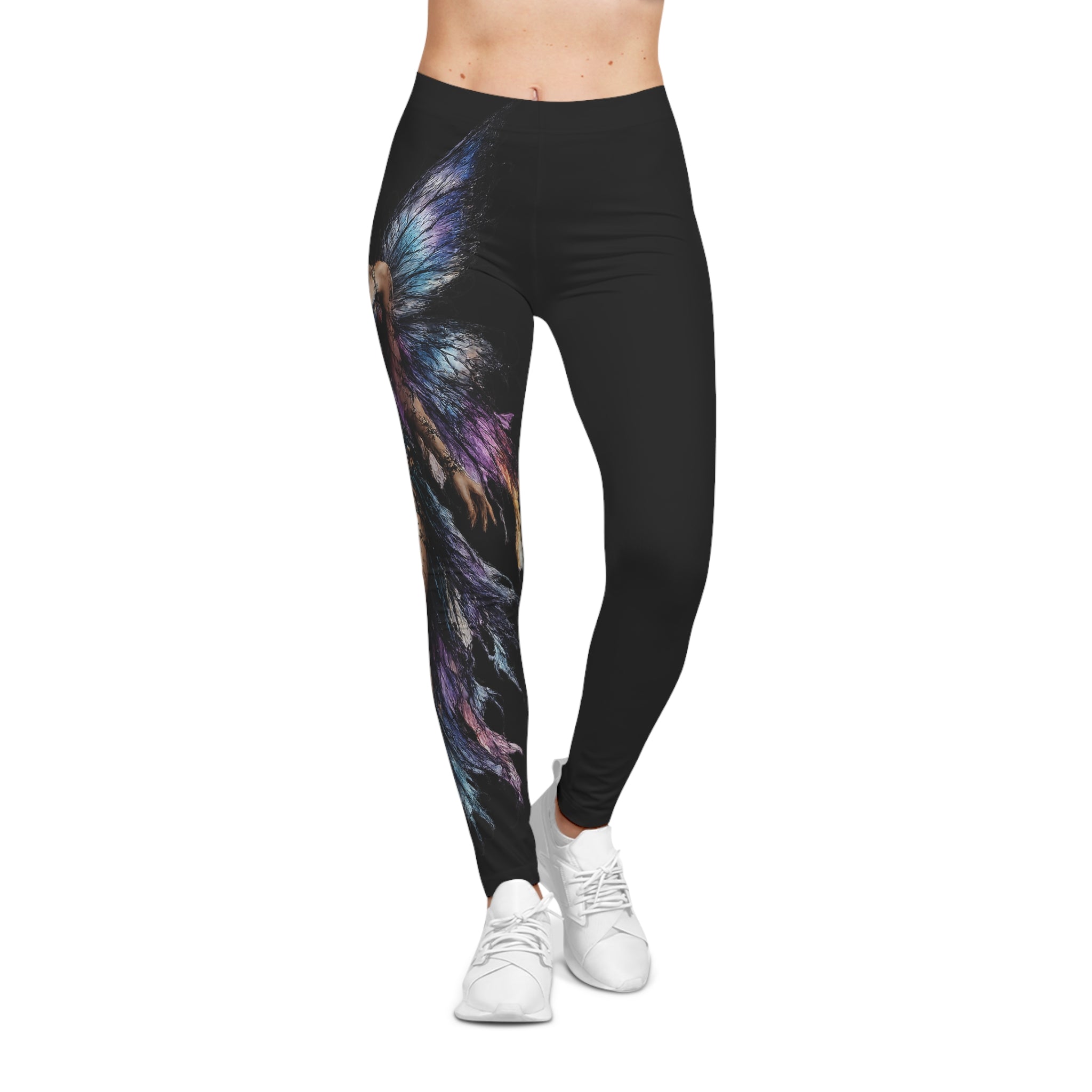 Mystic Fairy Wings Leggings — Women's Fantasy Black AOP Leggings