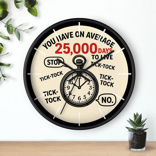 'You Have On Average 25,000 Days to Live' Vintage Pocket Watch Design - Wall Clock