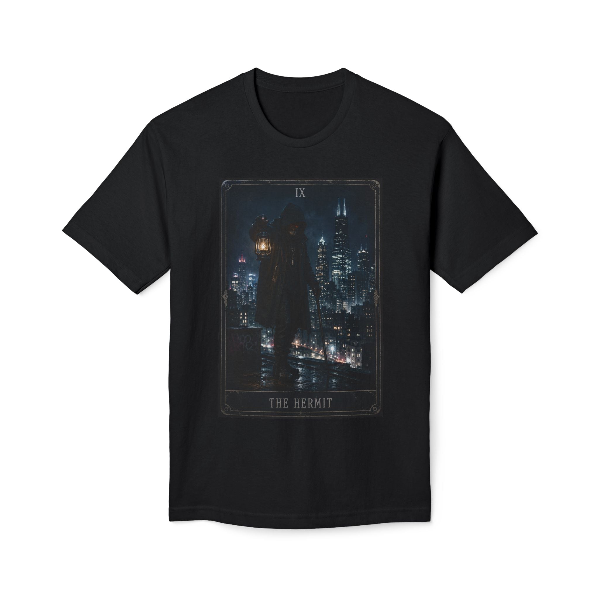 The Hermit Tarot T-Shirt – Moody Urban Nightscape Graphic Tee