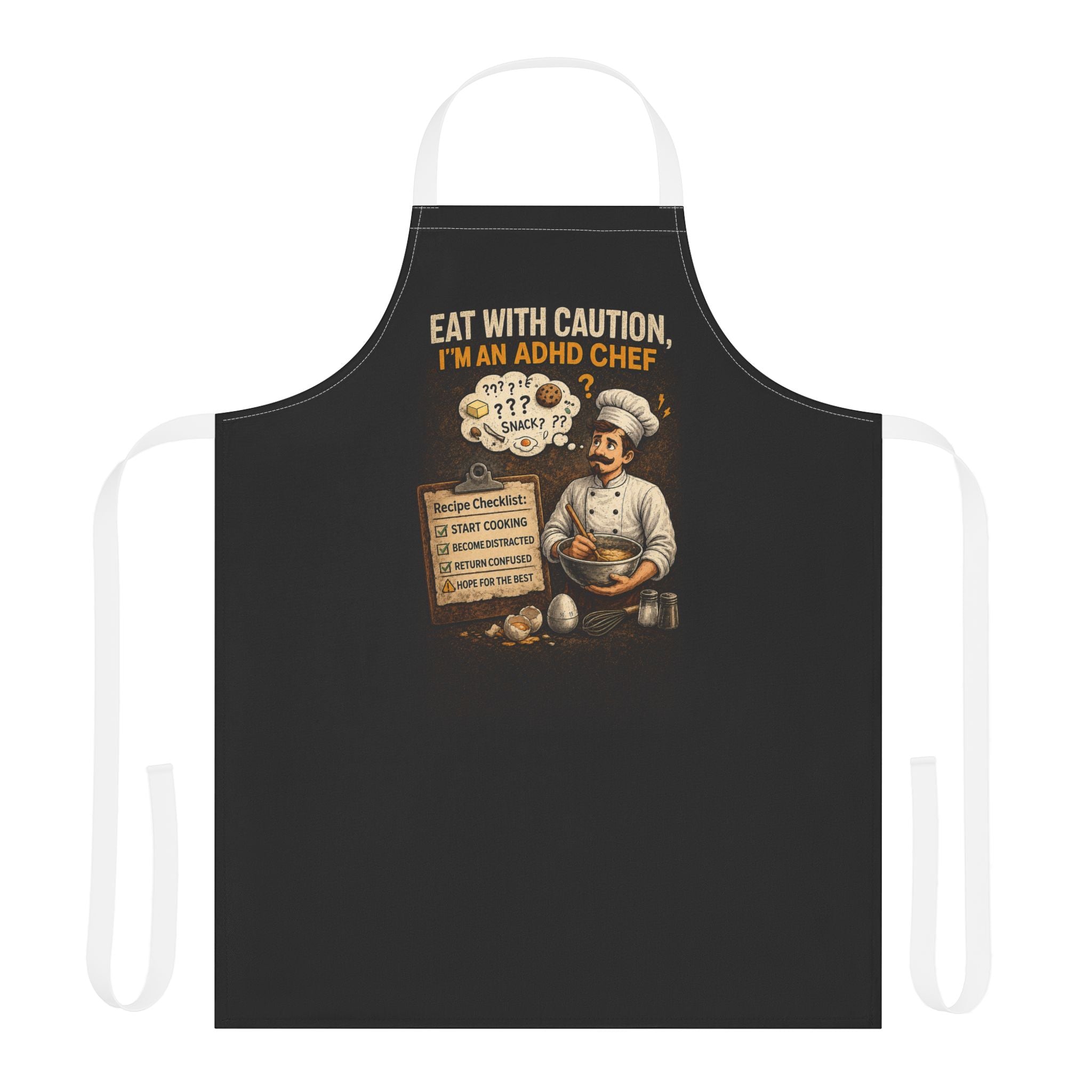 ADHD Chef Apron – "Eat With Caution, I'm an ADHD Chef" Vintage Kitchen Apron