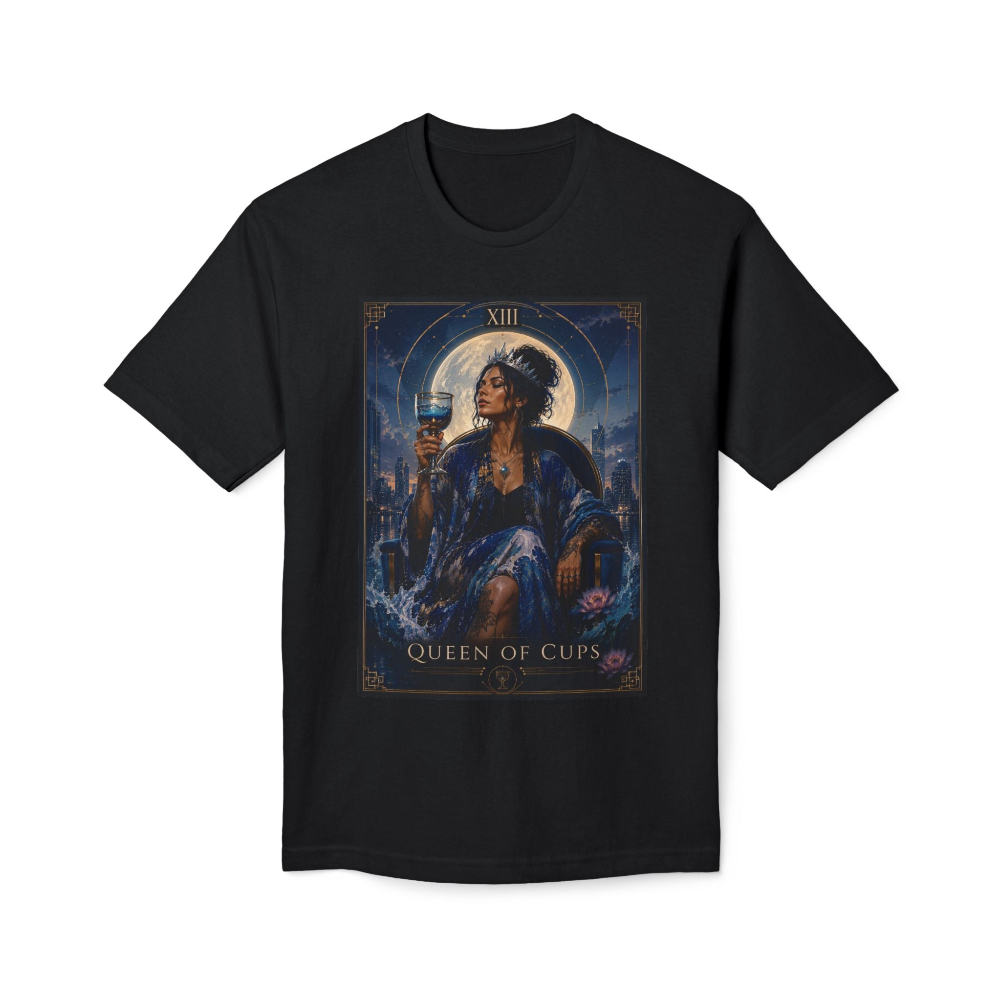 Queen of Cups Tarot T-Shirt — Mystical Feminine Tarot Art Tee