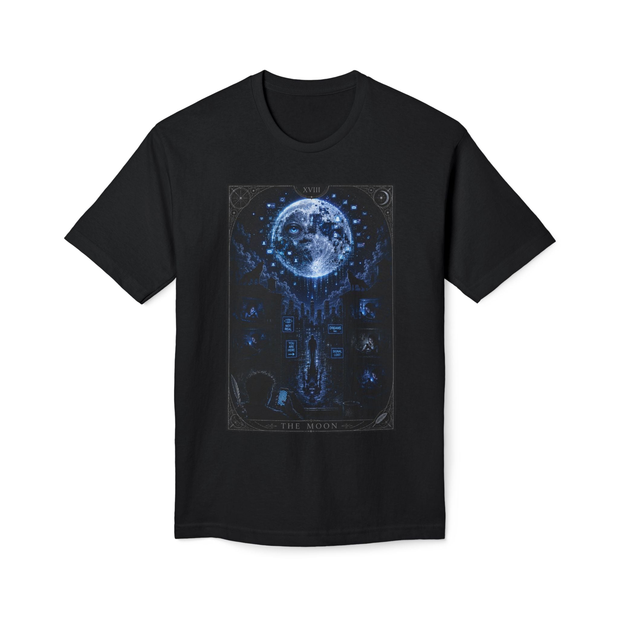 Moon Tarot T-Shirt — Celestial Blue Moon Graphic Tee