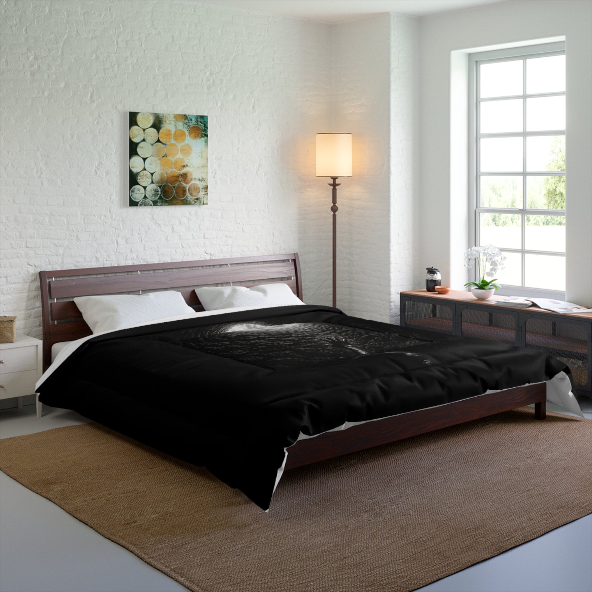 Comforter — Dark Moonwell Design: Reaching Hand Moonlight Bedding