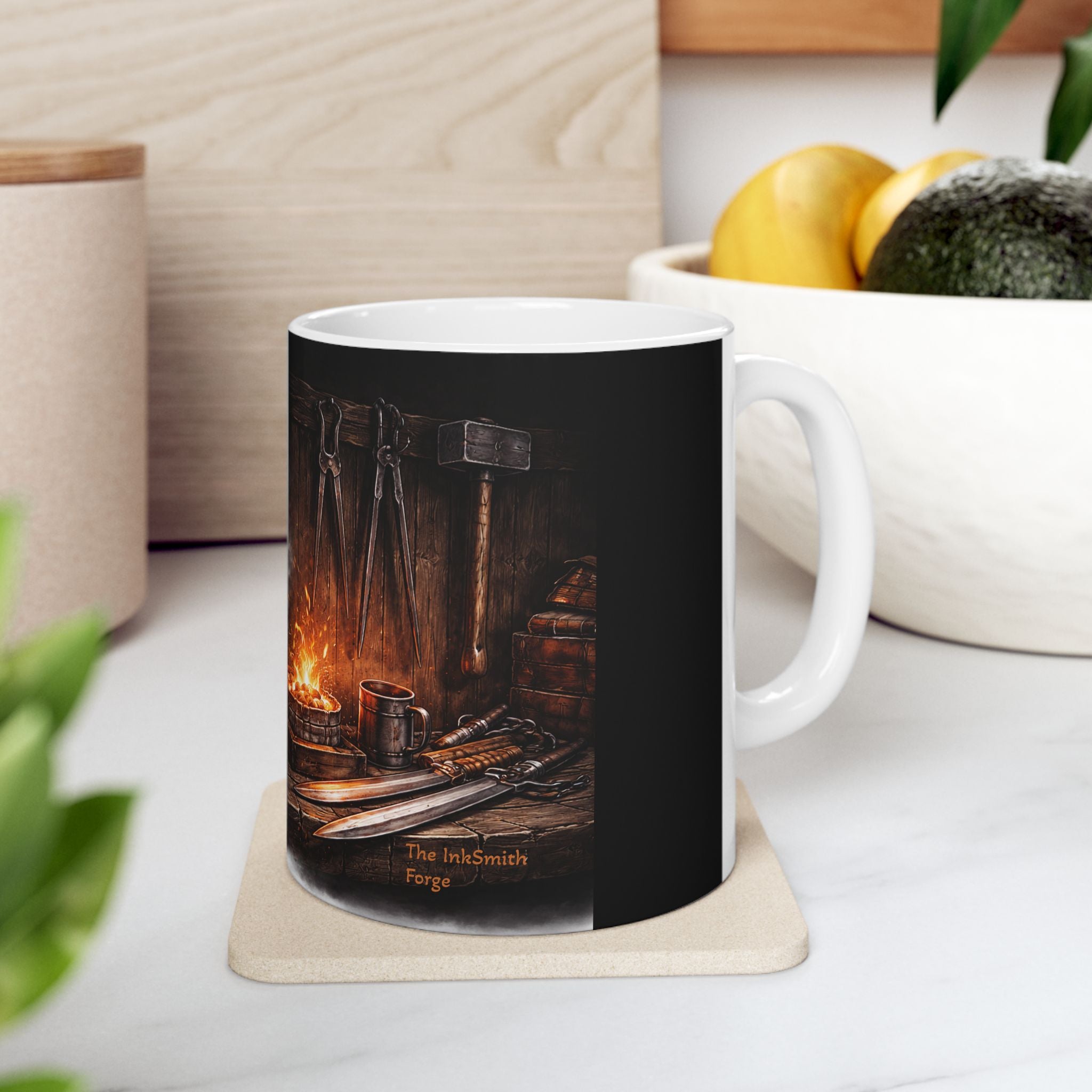 Blacksmith Forge Ceramic Mug — Fireplace Forge Art Coffee Cup (11oz/15oz)