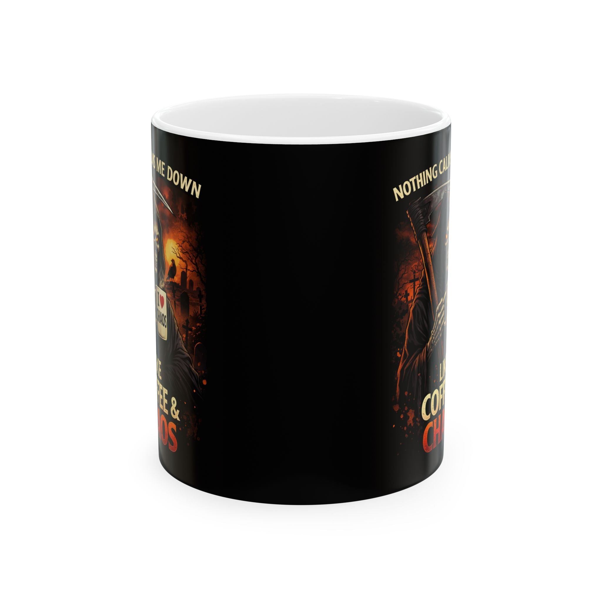 Coffee & Corpses Horror Skull Ceramic Mug — Creepy Halloween 11oz/15oz