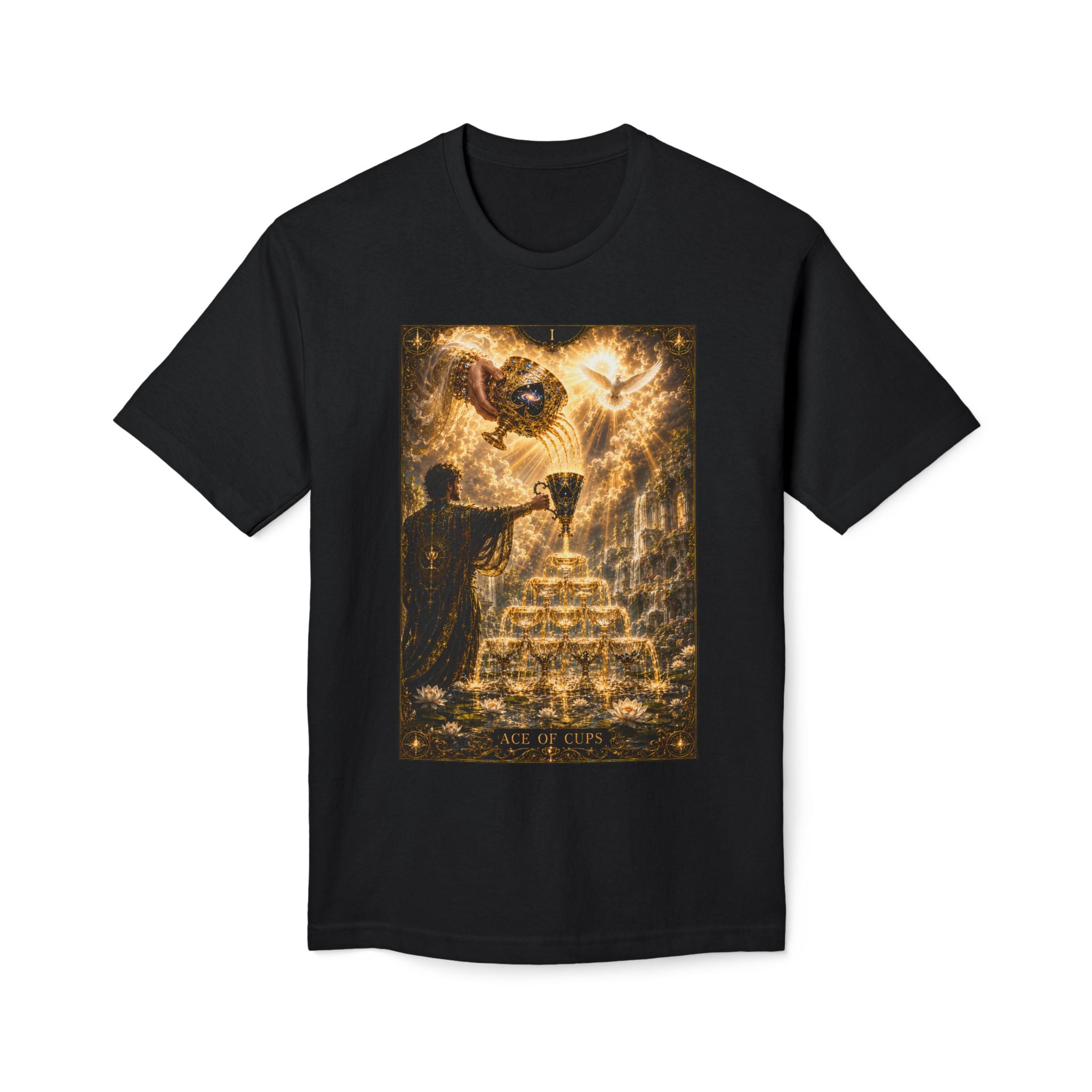 Tarot Ace of Cups T-Shirt — Golden Mystical Tarot Art Tee