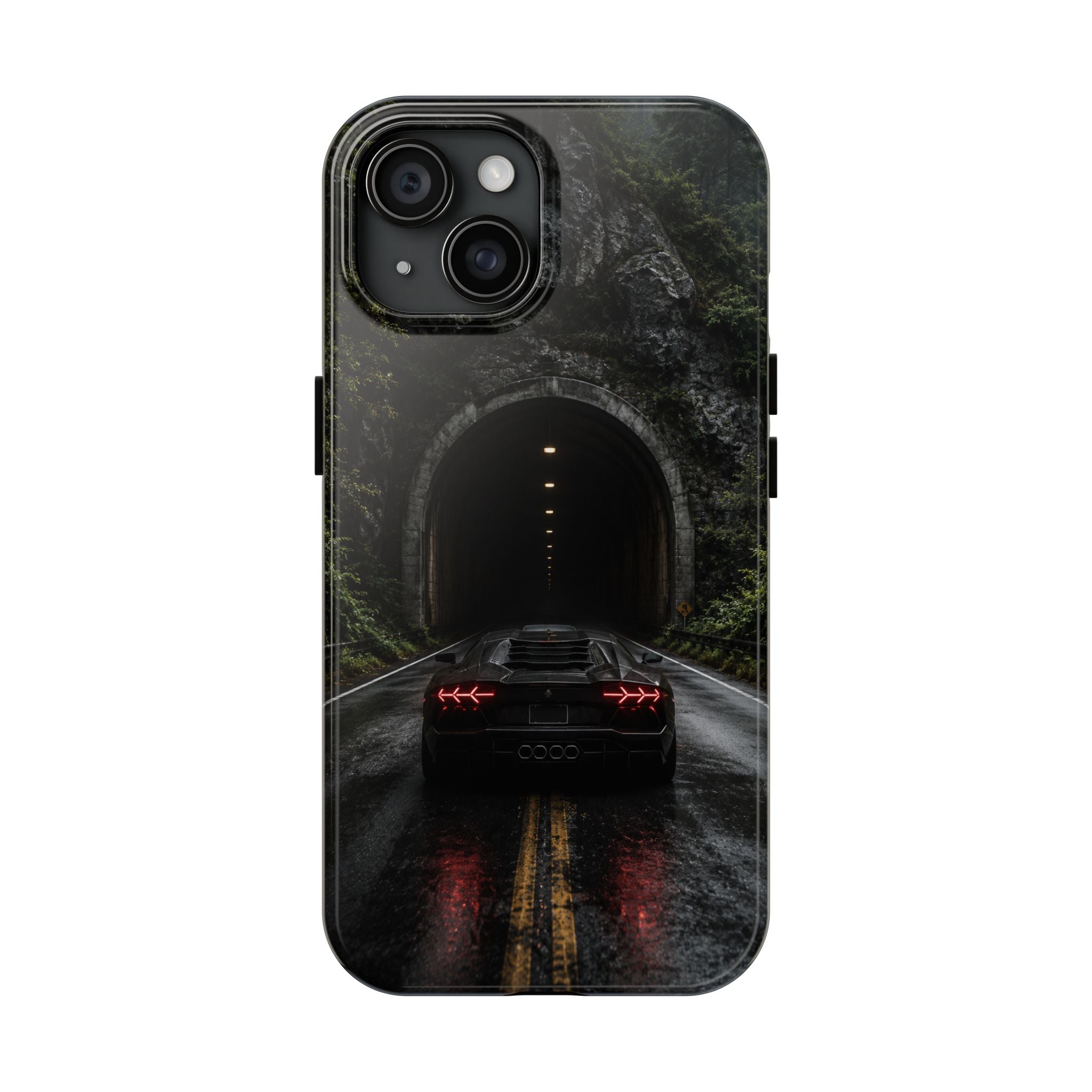 Racing Tunnel Phone Case — Dark Sports Car Rain Road Protective Case