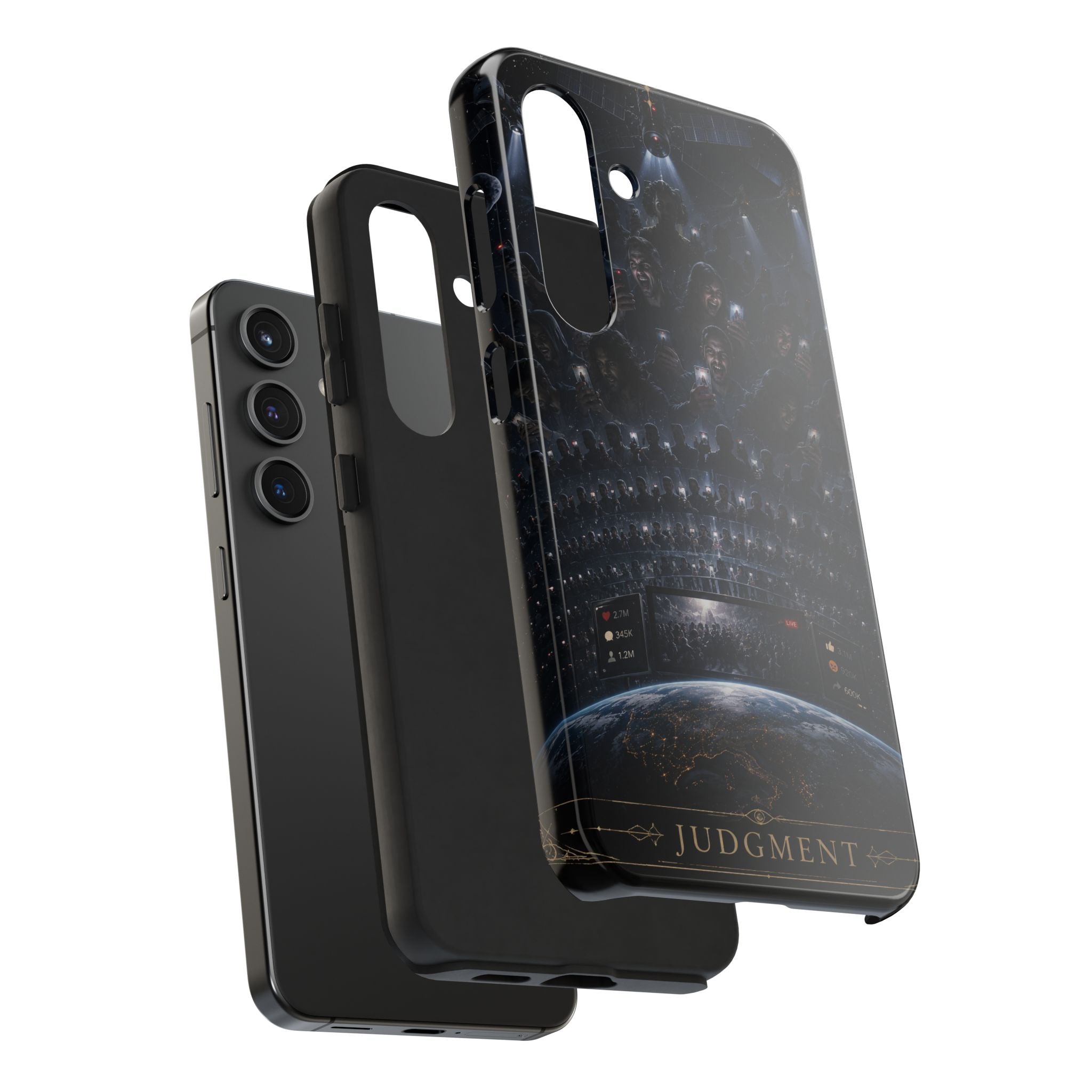 Judgment Graphic Phone Case — Dark Apocalyptic Space Design, Tough Protective Cover