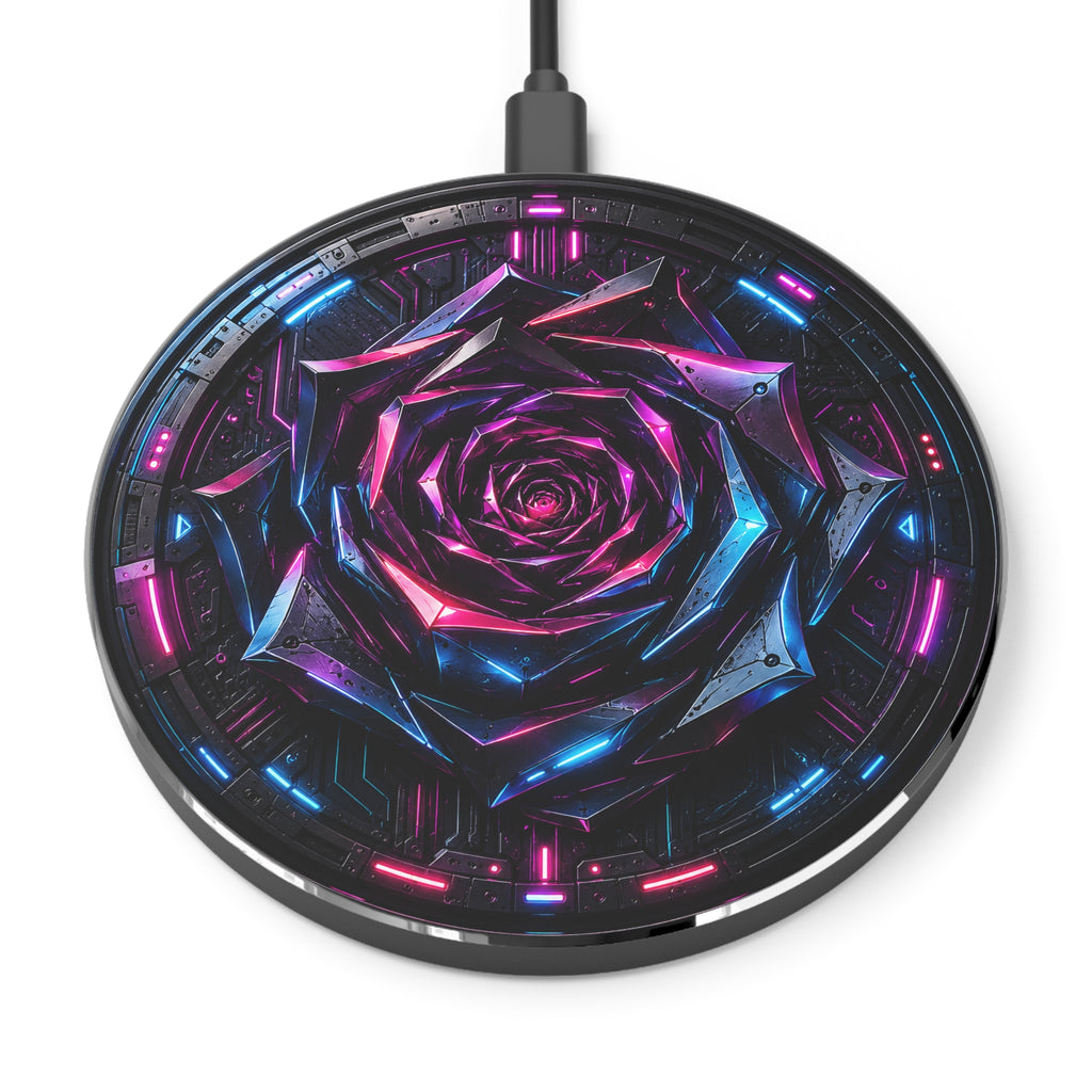 Wireless Charger — Neon Cyber Rose Qi Fast Charging Pad