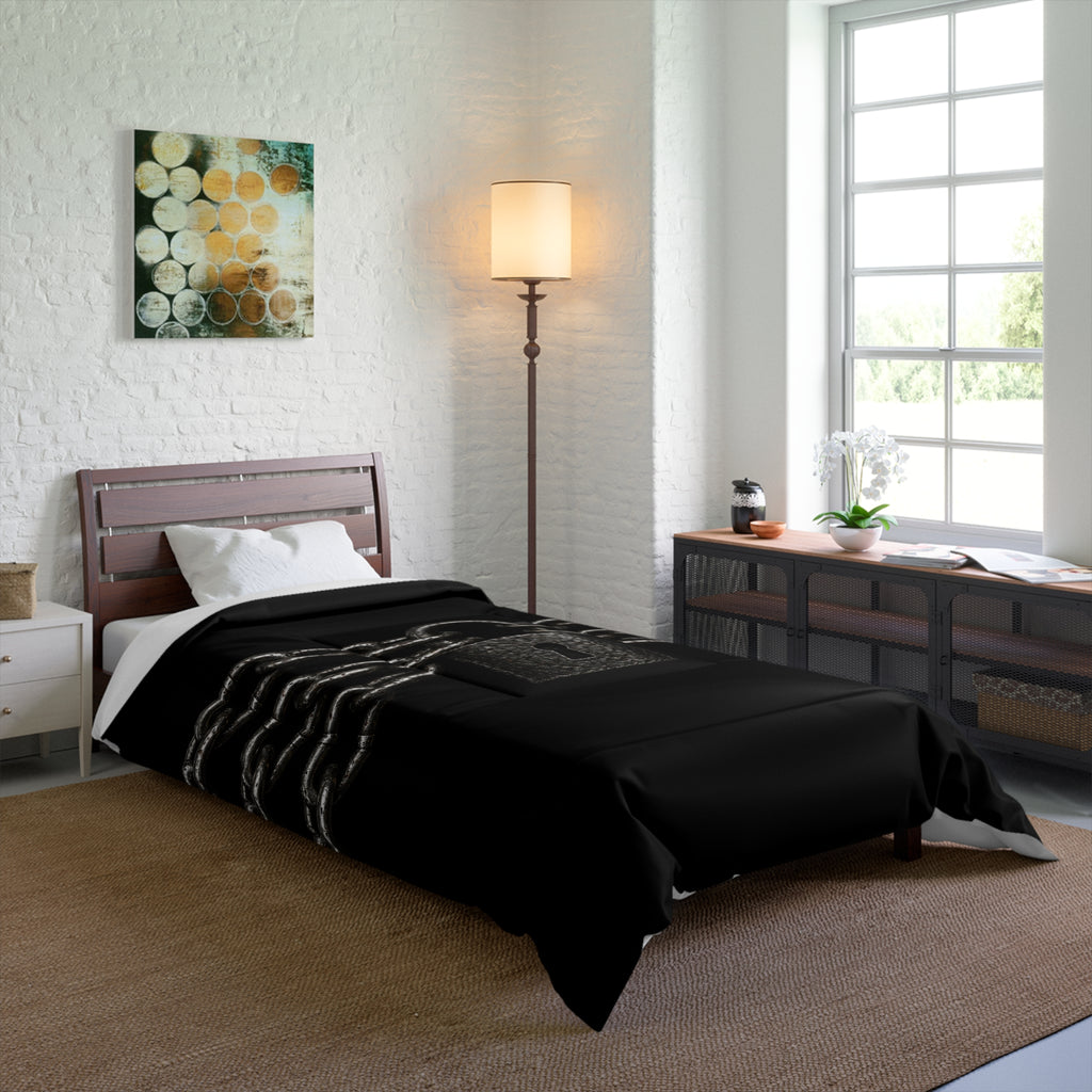 Black Padlock & Chains Comforter - Gothic Bedroom Bedding