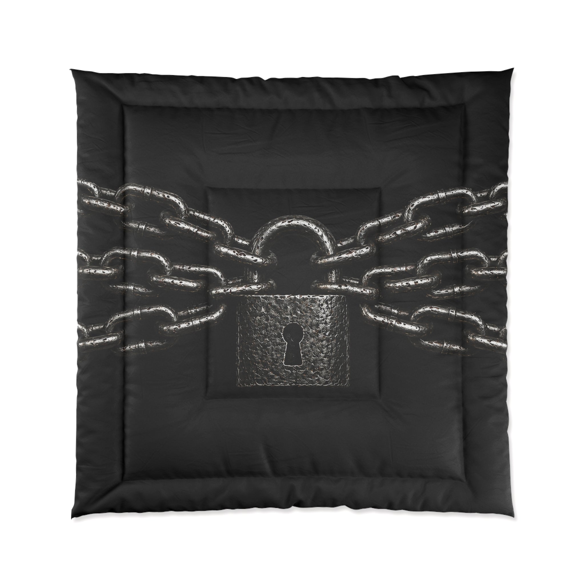 Black Padlock & Chains Comforter - Gothic Bedroom Bedding