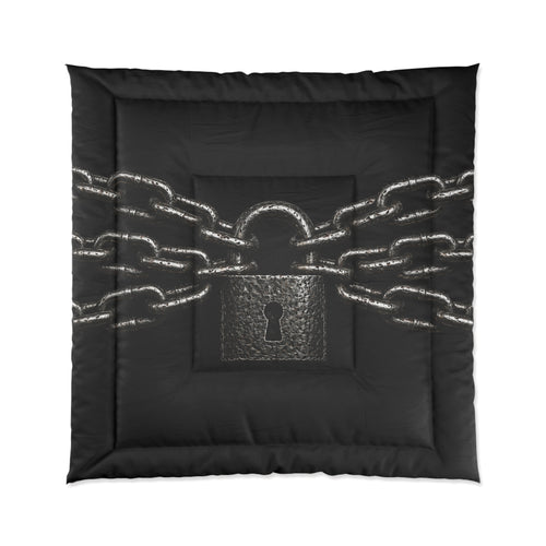 Black Padlock & Chains Comforter - Gothic Bedroom Bedding