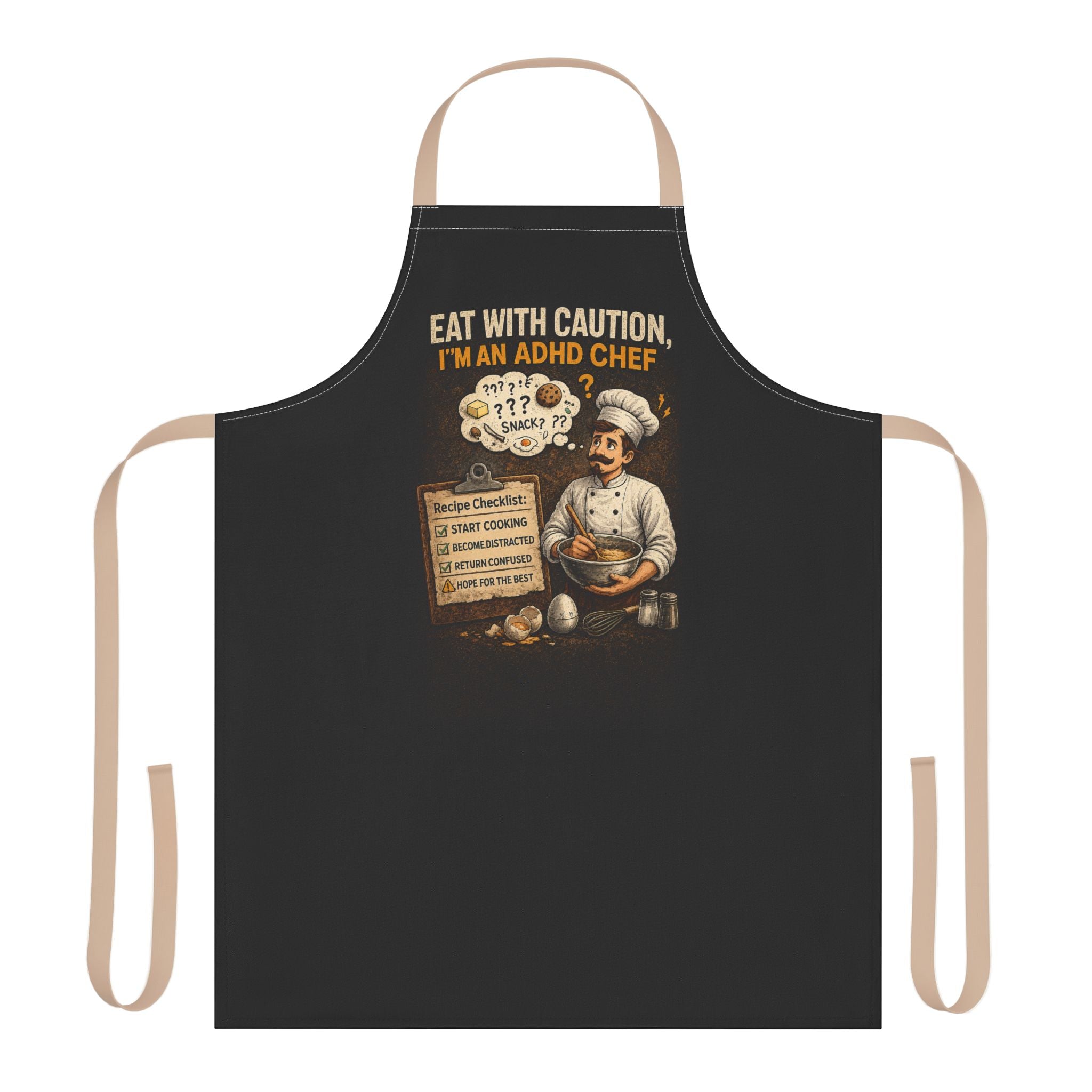 ADHD Chef Apron – "Eat With Caution, I'm an ADHD Chef" Vintage Kitchen Apron