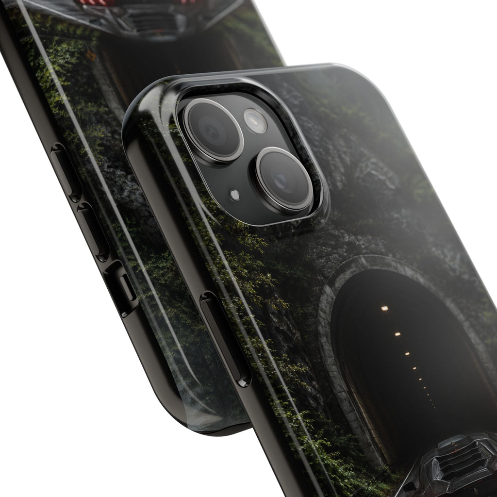 Racing Tunnel Phone Case — Dark Sports Car Rain Road Protective Case