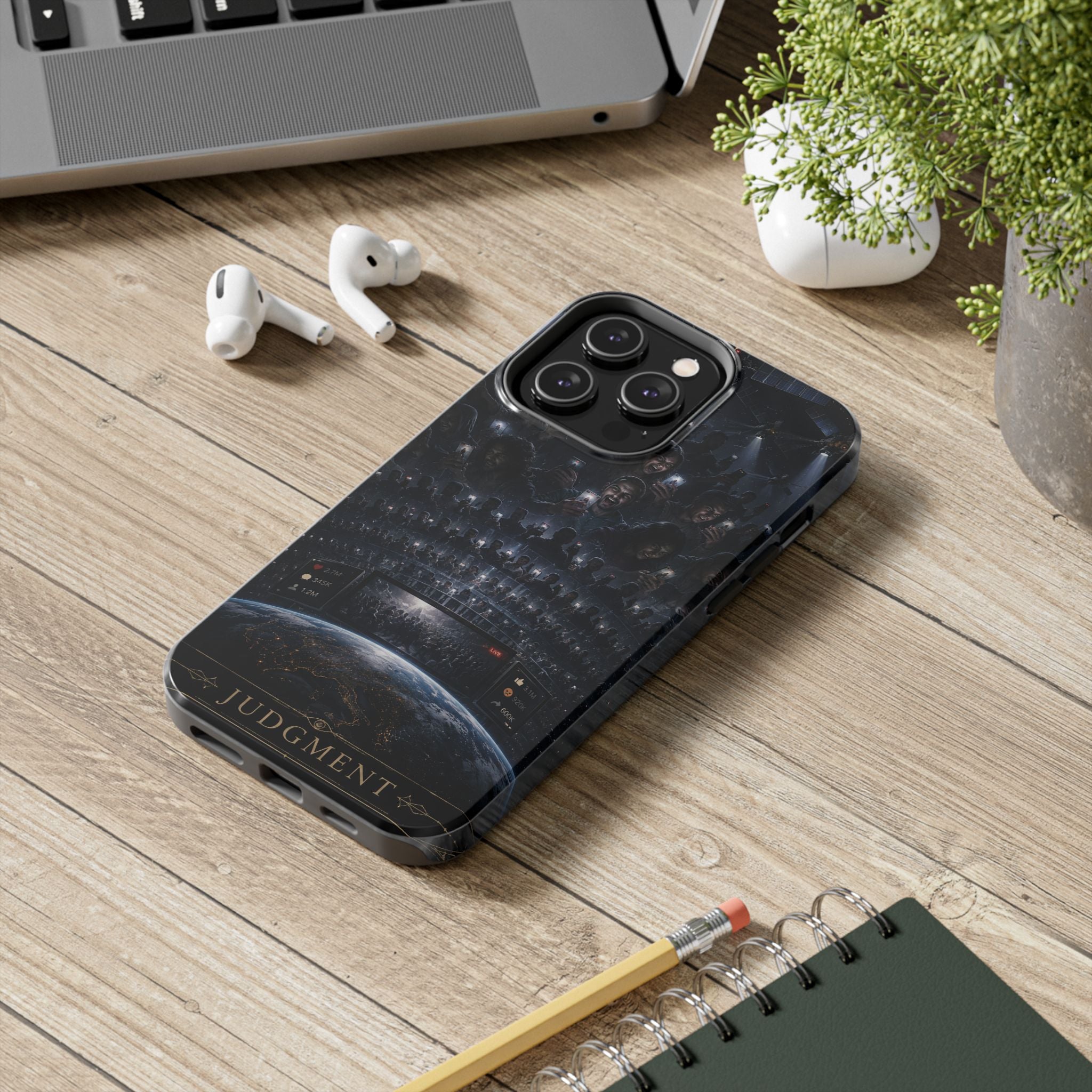 Judgment Graphic Phone Case — Dark Apocalyptic Space Design, Tough Protective Cover