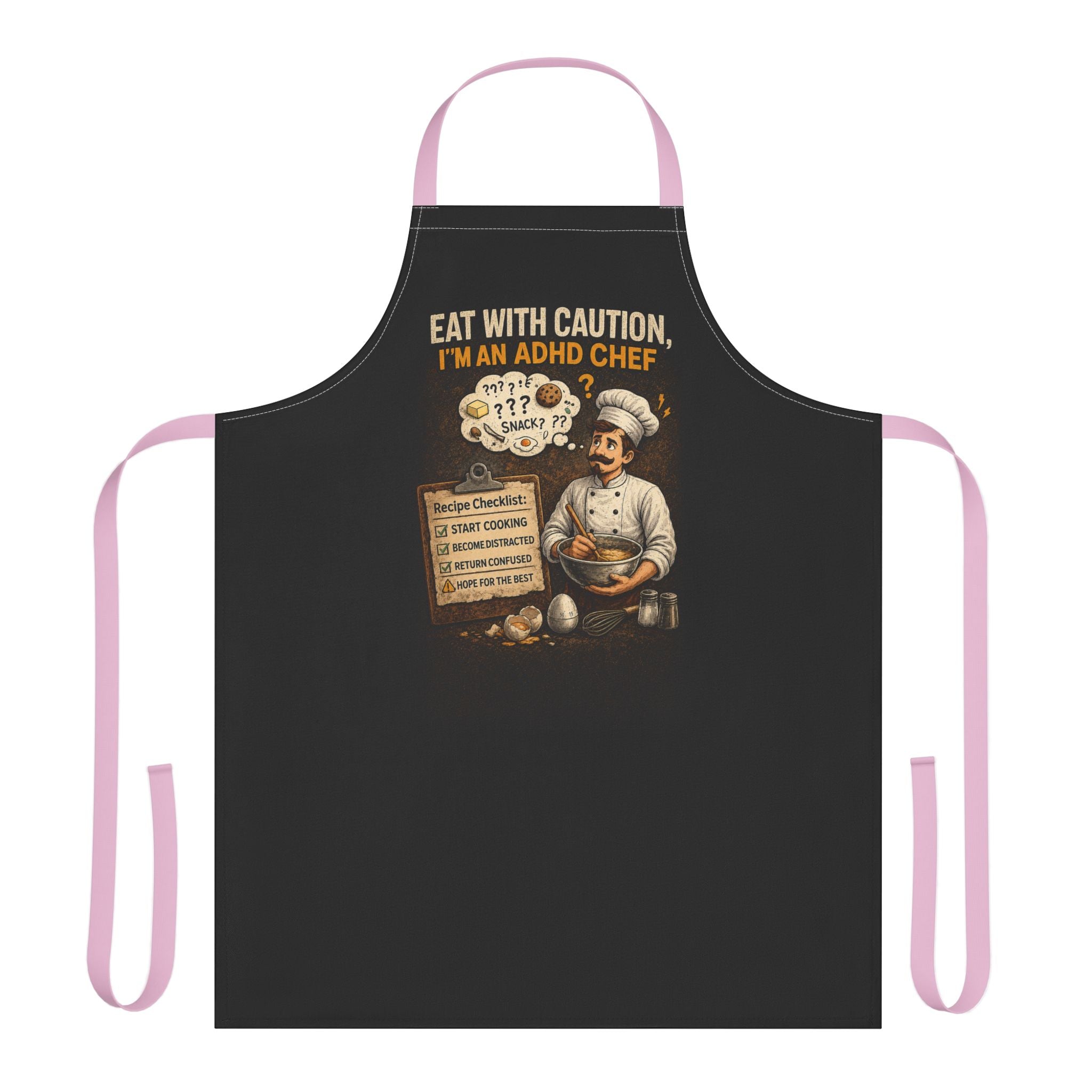 ADHD Chef Apron – "Eat With Caution, I'm an ADHD Chef" Vintage Kitchen Apron